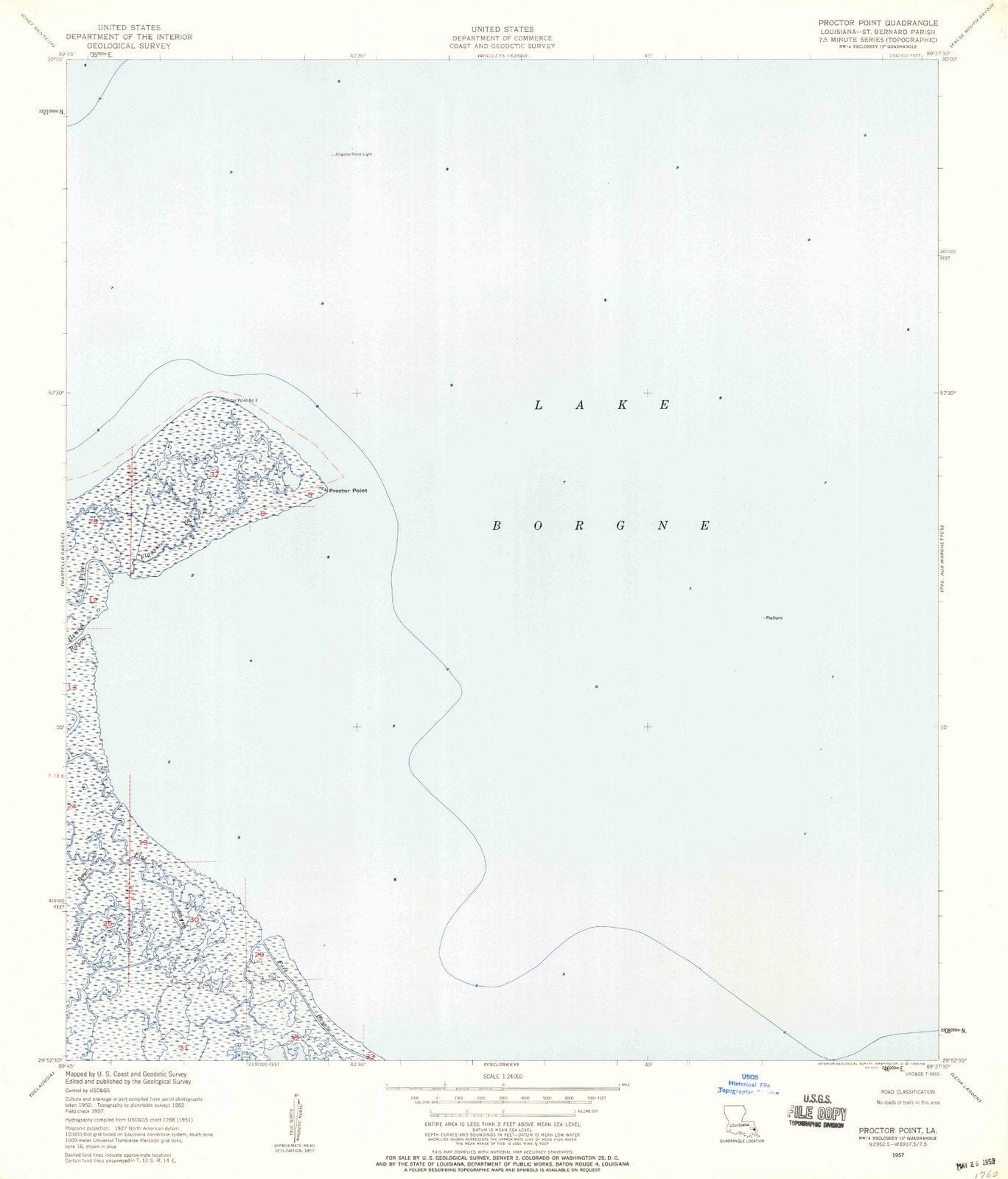 1957 Proctor Point, LA - Louisiana - USGS Topographic Map