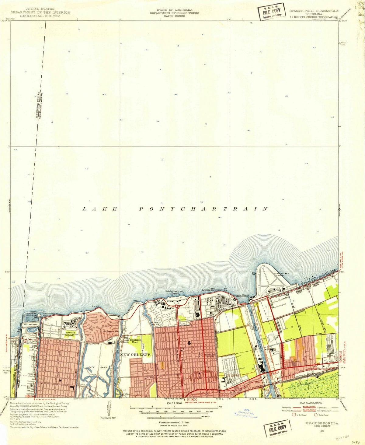 1951 Spanish Fort, LA - Louisiana - USGS Topographic Map
