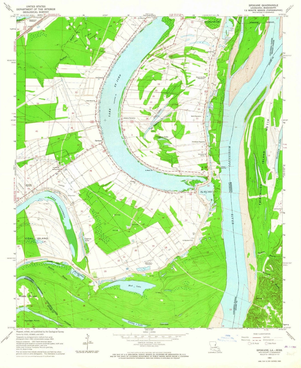 1963 Spokane, LA - Louisiana - USGS Topographic Map