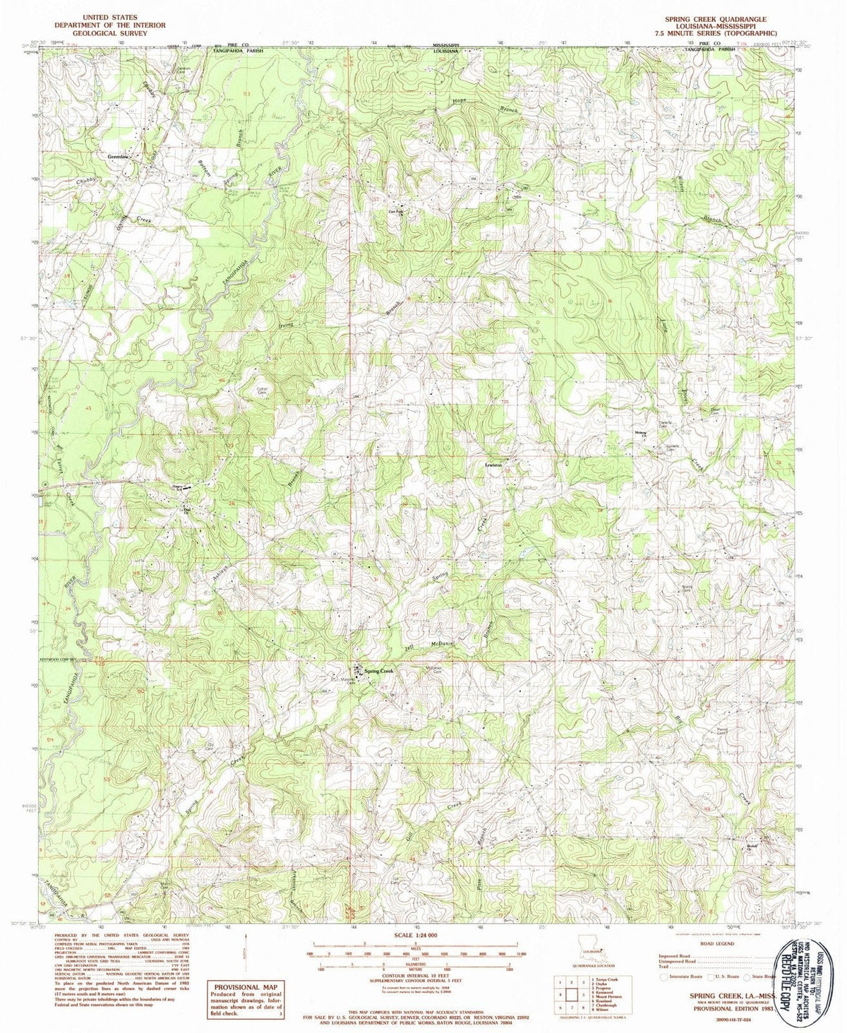 1983 Spring Creek, LA - Louisiana - USGS Topographic Map