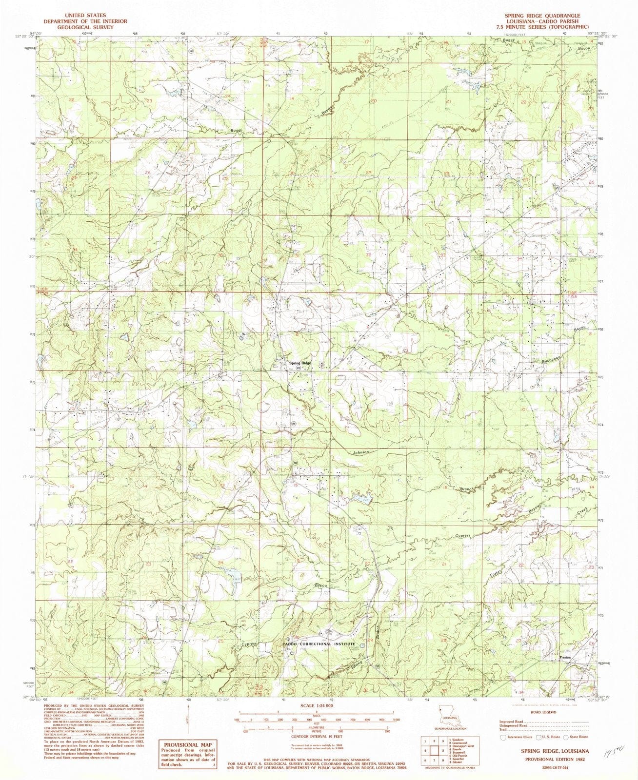 1982 Spring Ridge, LA - Louisiana - USGS Topographic Map