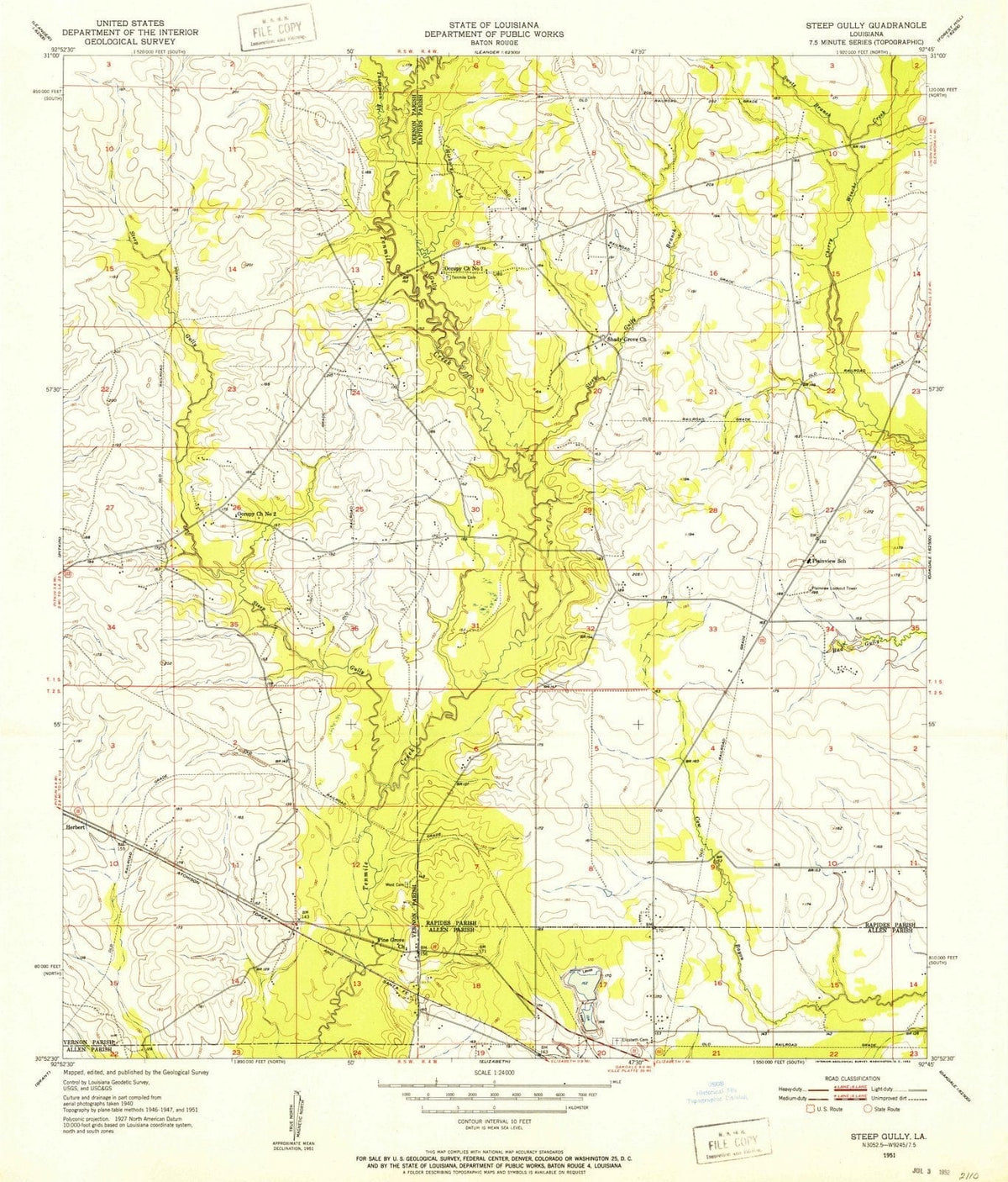 1951 Steep Gully, LA - Louisiana - USGS Topographic Map