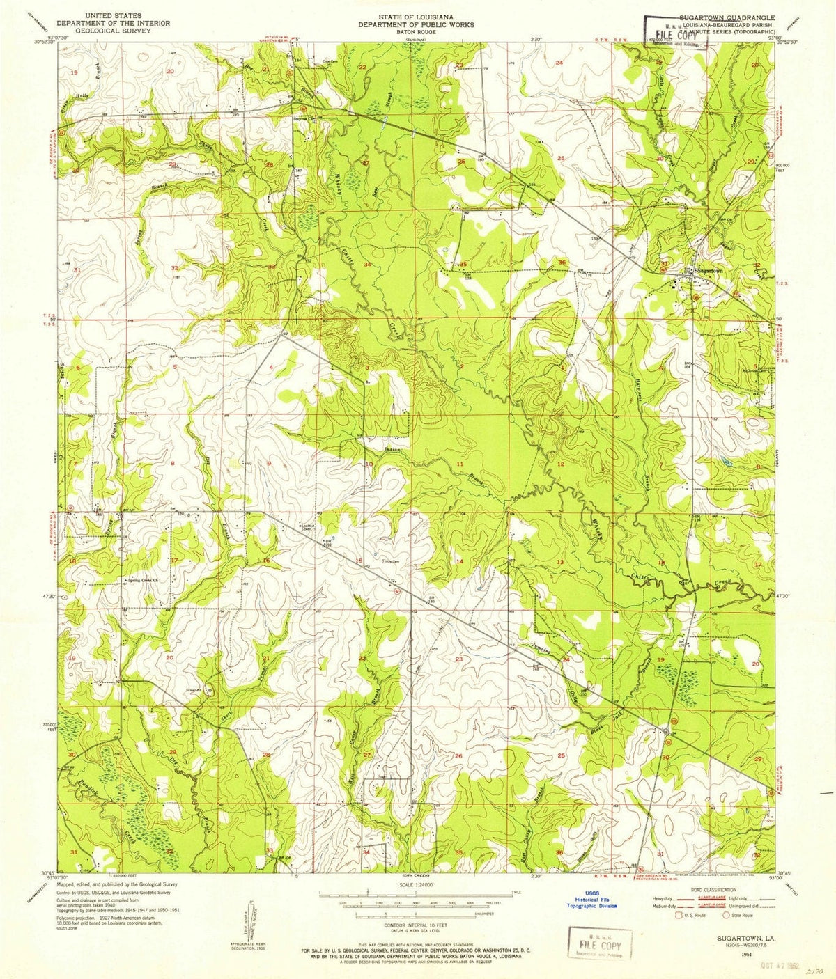 1951 Sugartown, LA - Louisiana - USGS Topographic Map