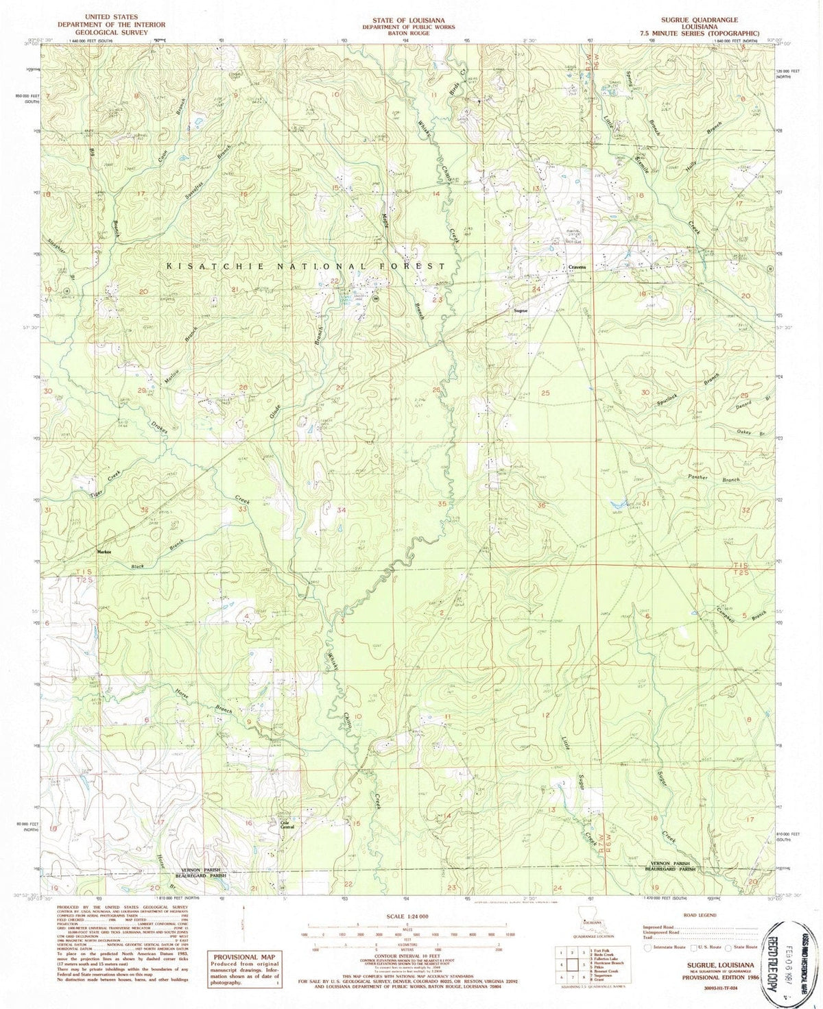 1986 Sugrue, LA - Louisiana - USGS Topographic Map