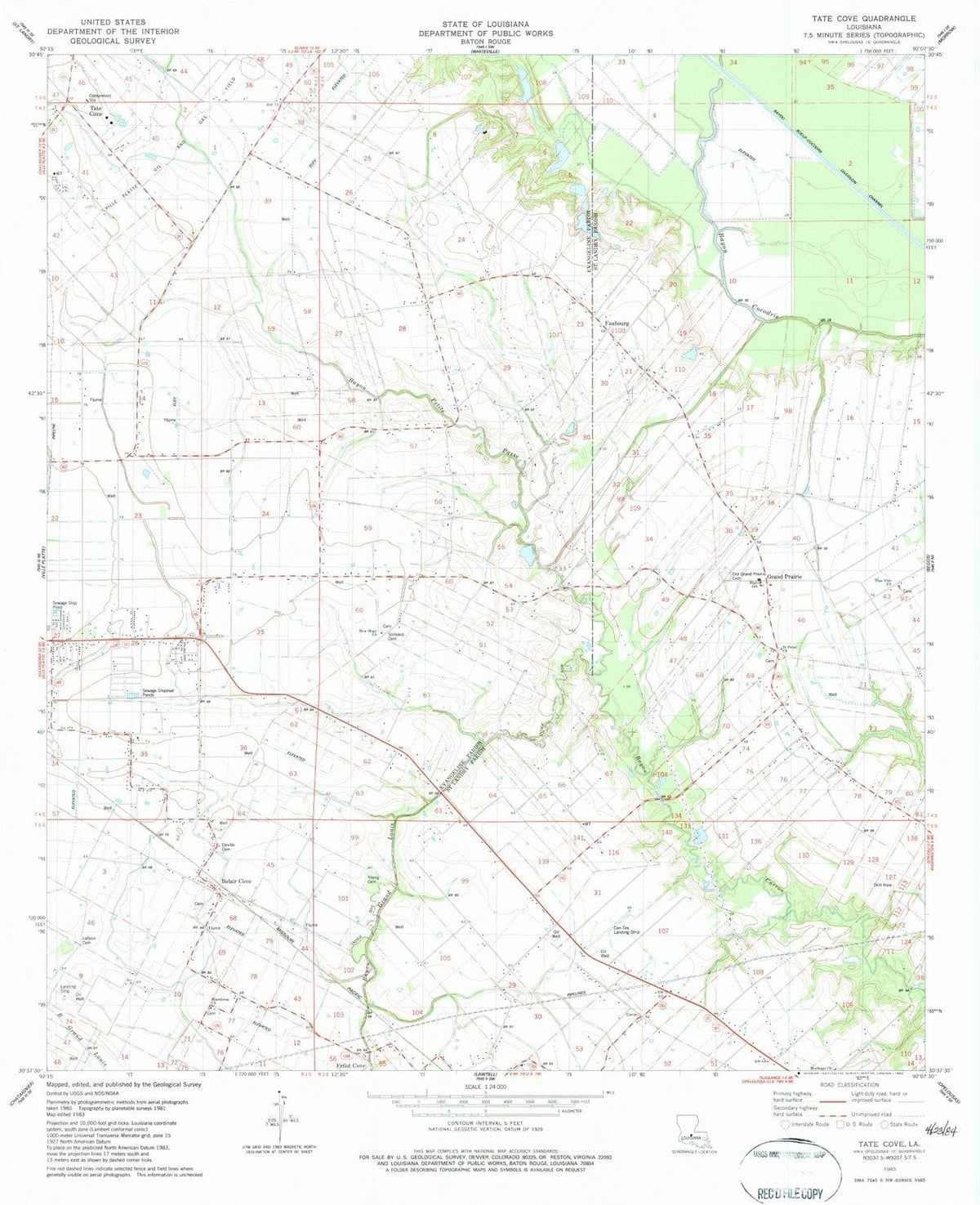1983 Tate Cove, LA - Louisiana - USGS Topographic Map