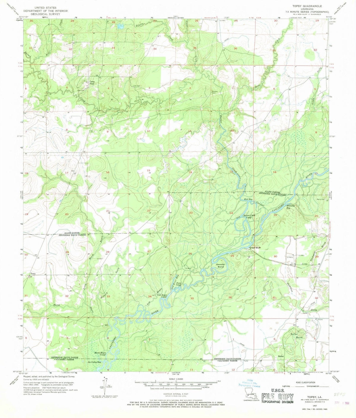 1957 Topsy, LA - Louisiana - USGS Topographic Map