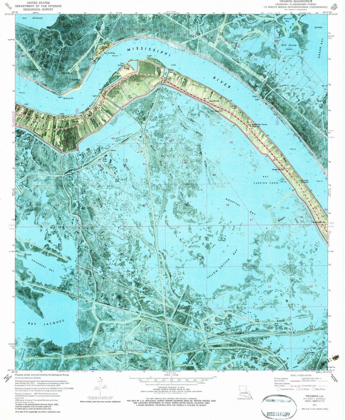 1971 Triumph, LA - Louisiana - USGS Topographic Map