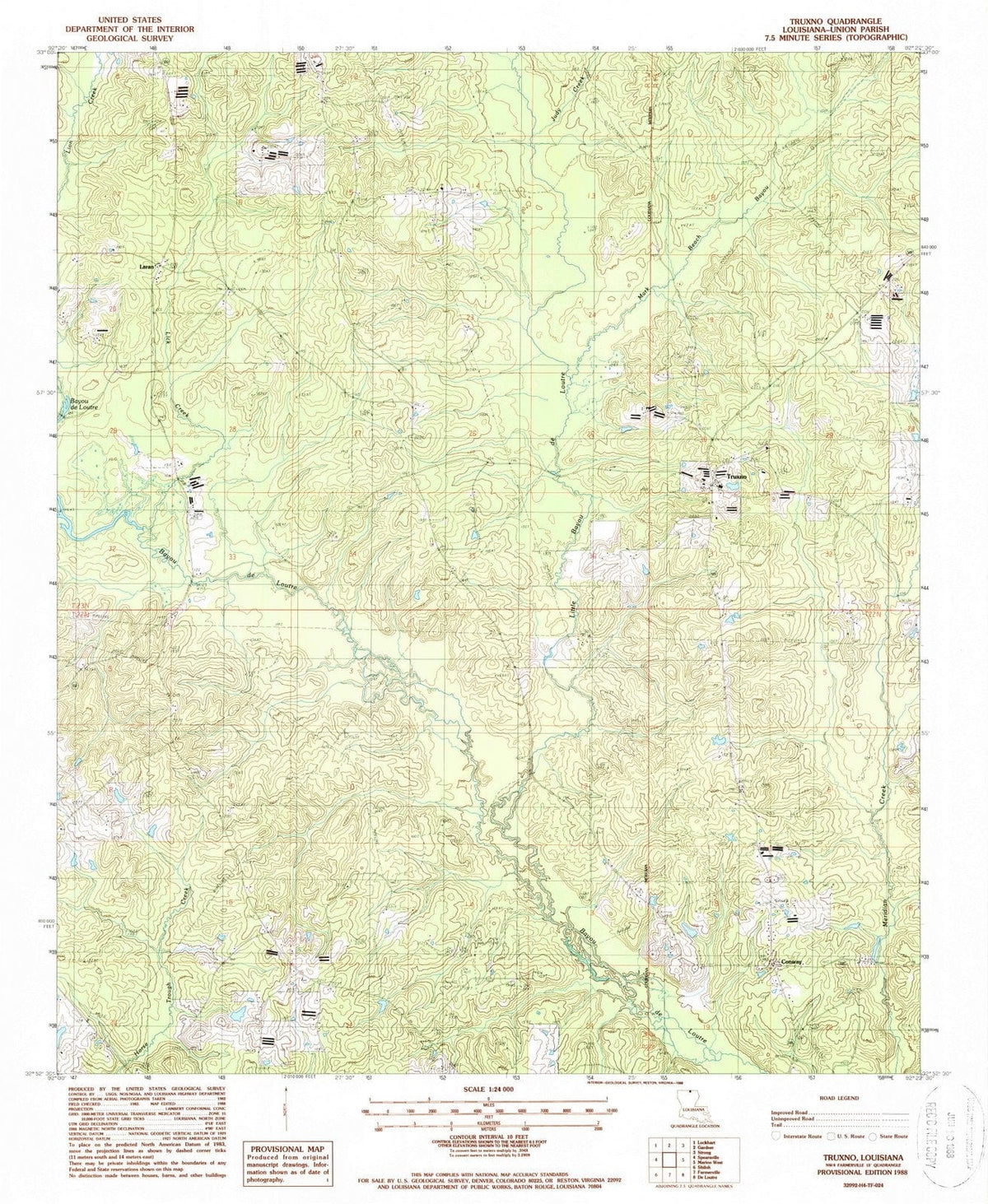1988 Truxno, LA - Louisiana - USGS Topographic Map