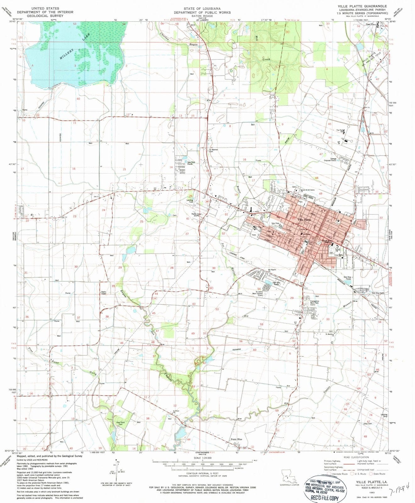 1983 Ville Platte, LA - Louisiana - USGS Topographic Map
