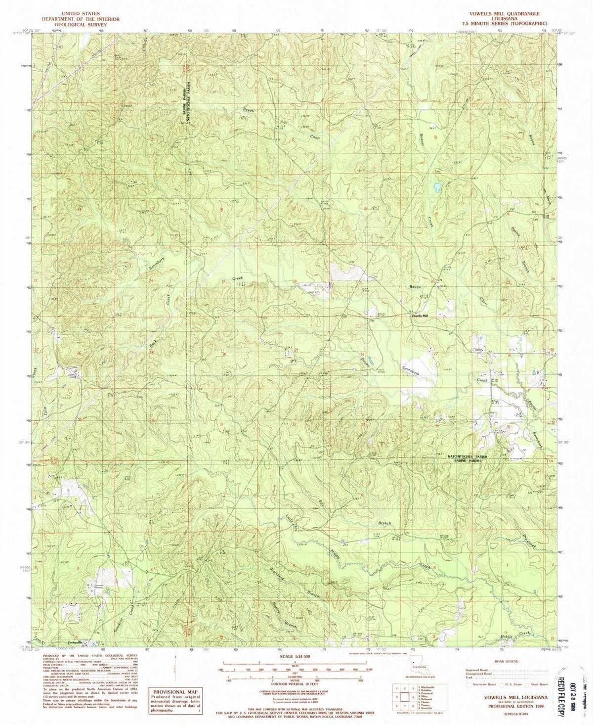 1988 Vowells Mill, LA - Louisiana - USGS Topographic Map