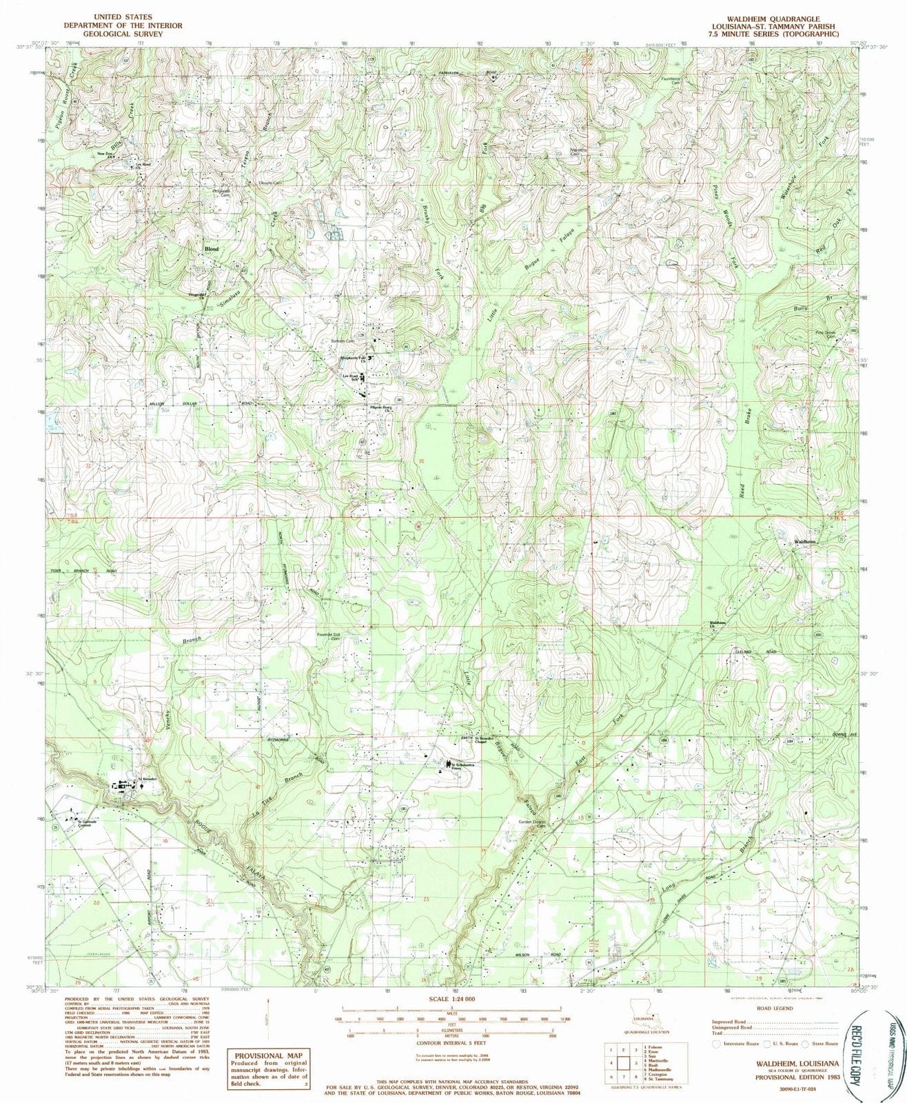 1983 Waldheim, LA - Louisiana - USGS Topographic Map