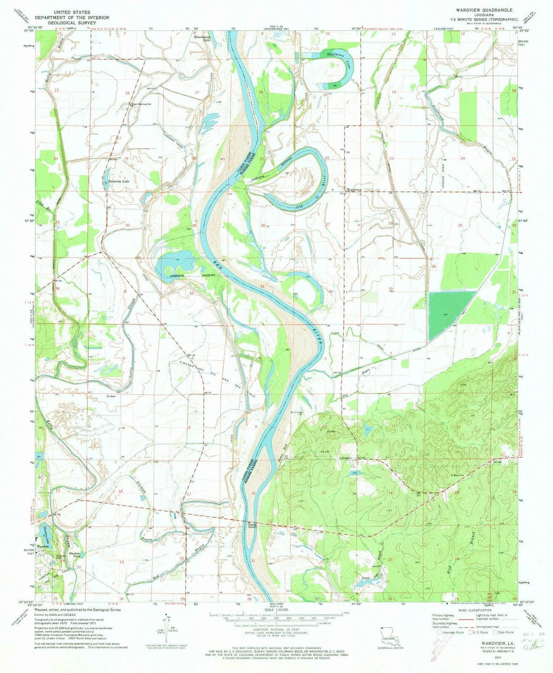 1971 Wardview, LA - Louisiana - USGS Topographic Map