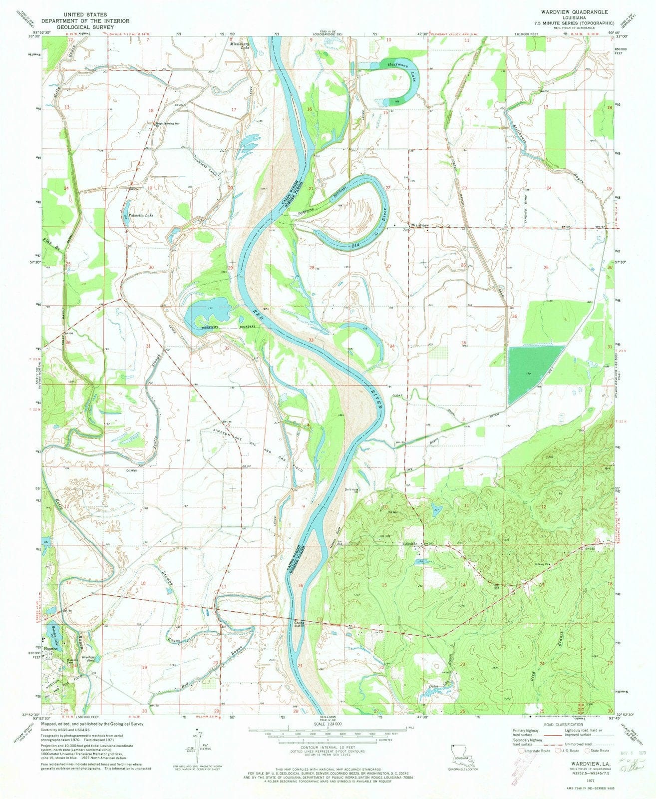 1971 Wardview, LA - Louisiana - USGS Topographic Map