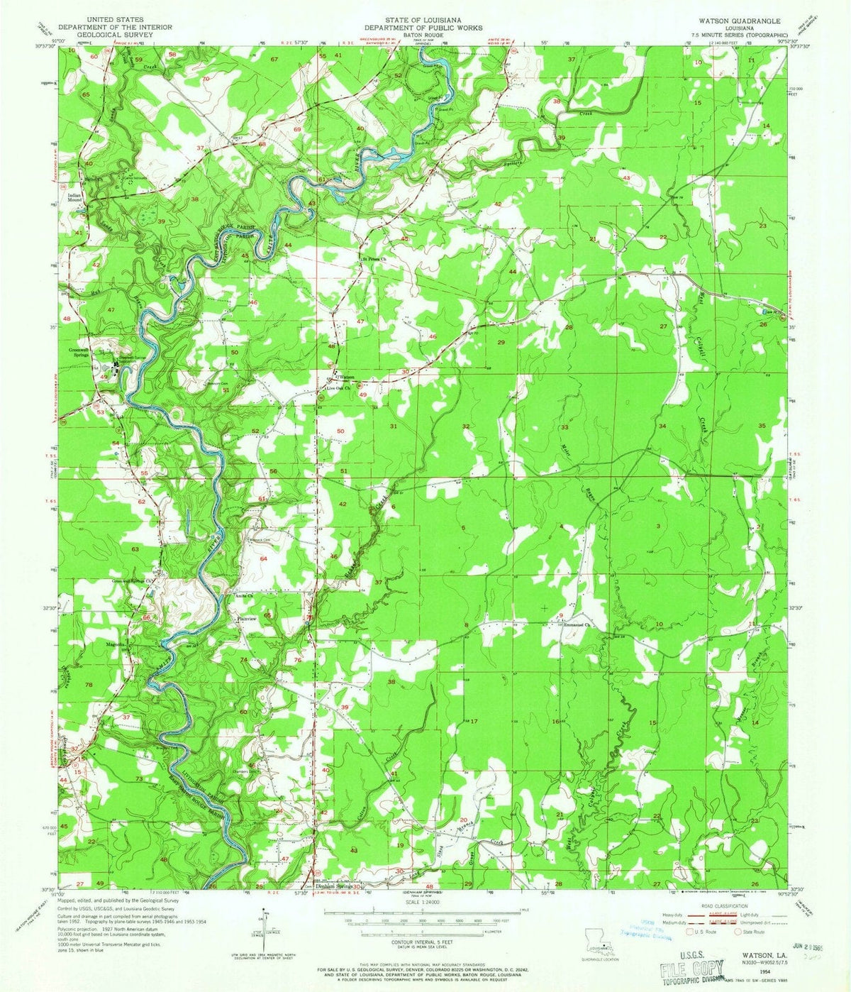 1954 Watson, LA - Louisiana - USGS Topographic Map