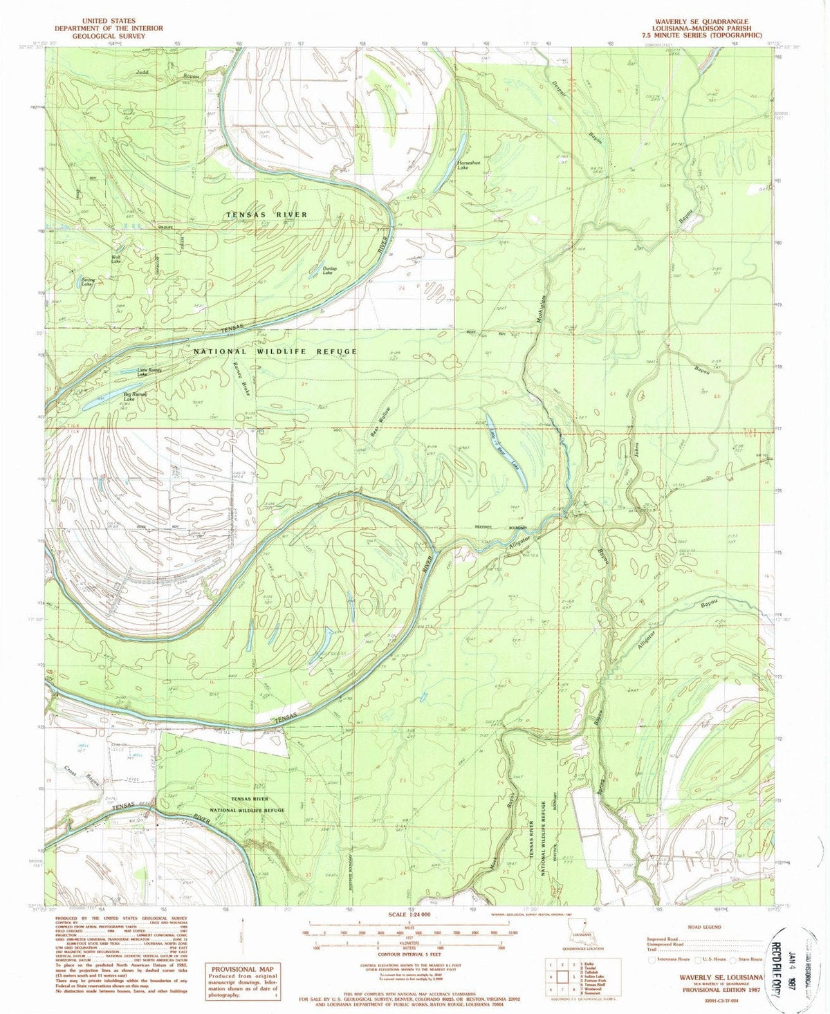 1987 Waverly, LA - Louisiana - USGS Topographic Map