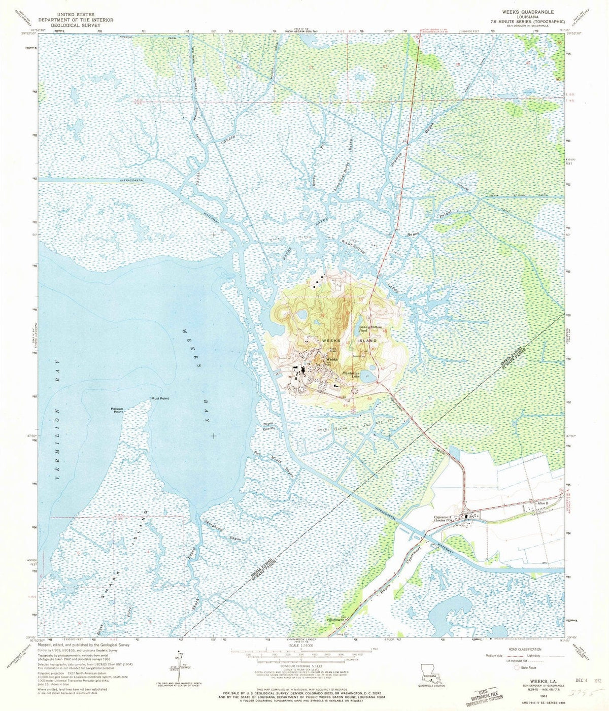 1963 Weeks, LA - Louisiana - USGS Topographic Map