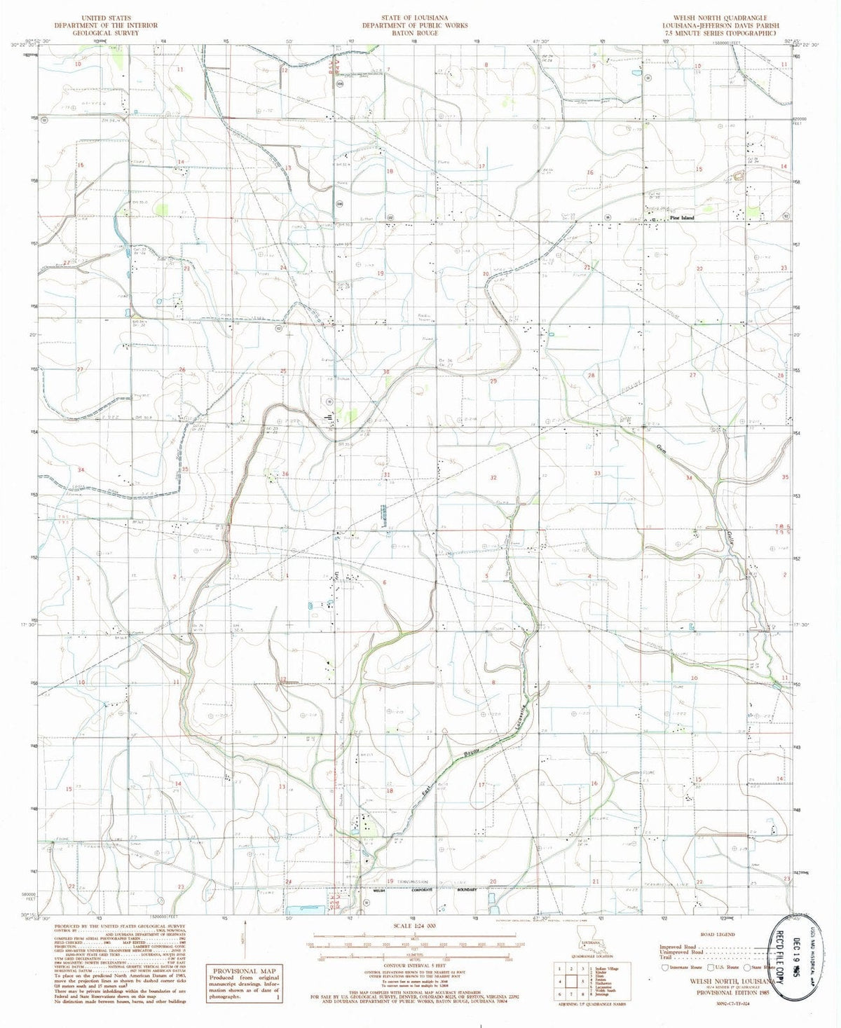 1985 Welsh North, LA - Louisiana - USGS Topographic Map
