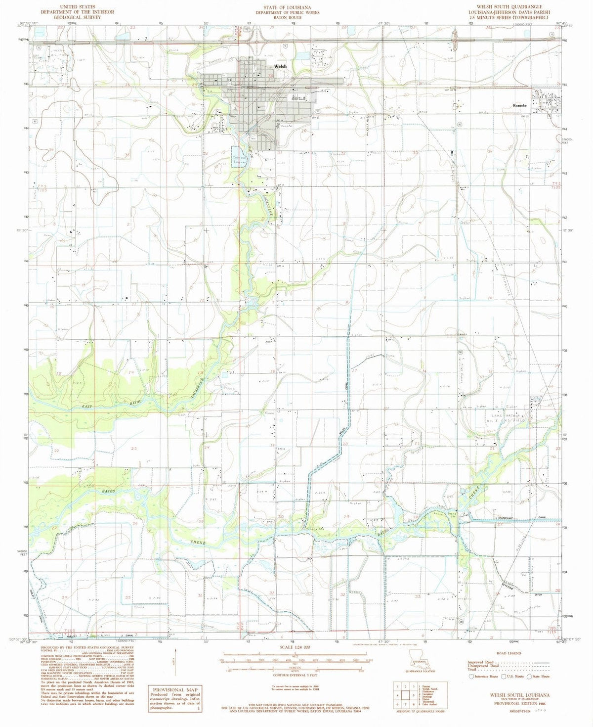 1985 Welsh South, LA - Louisiana - USGS Topographic Map
