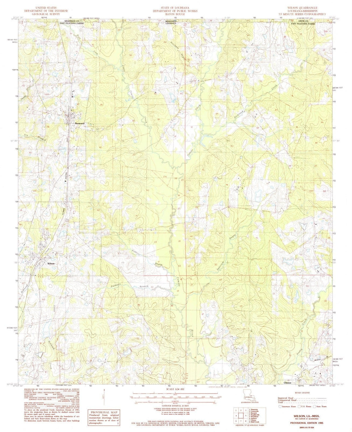 1985 Wilson, LA - Louisiana - USGS Topographic Map