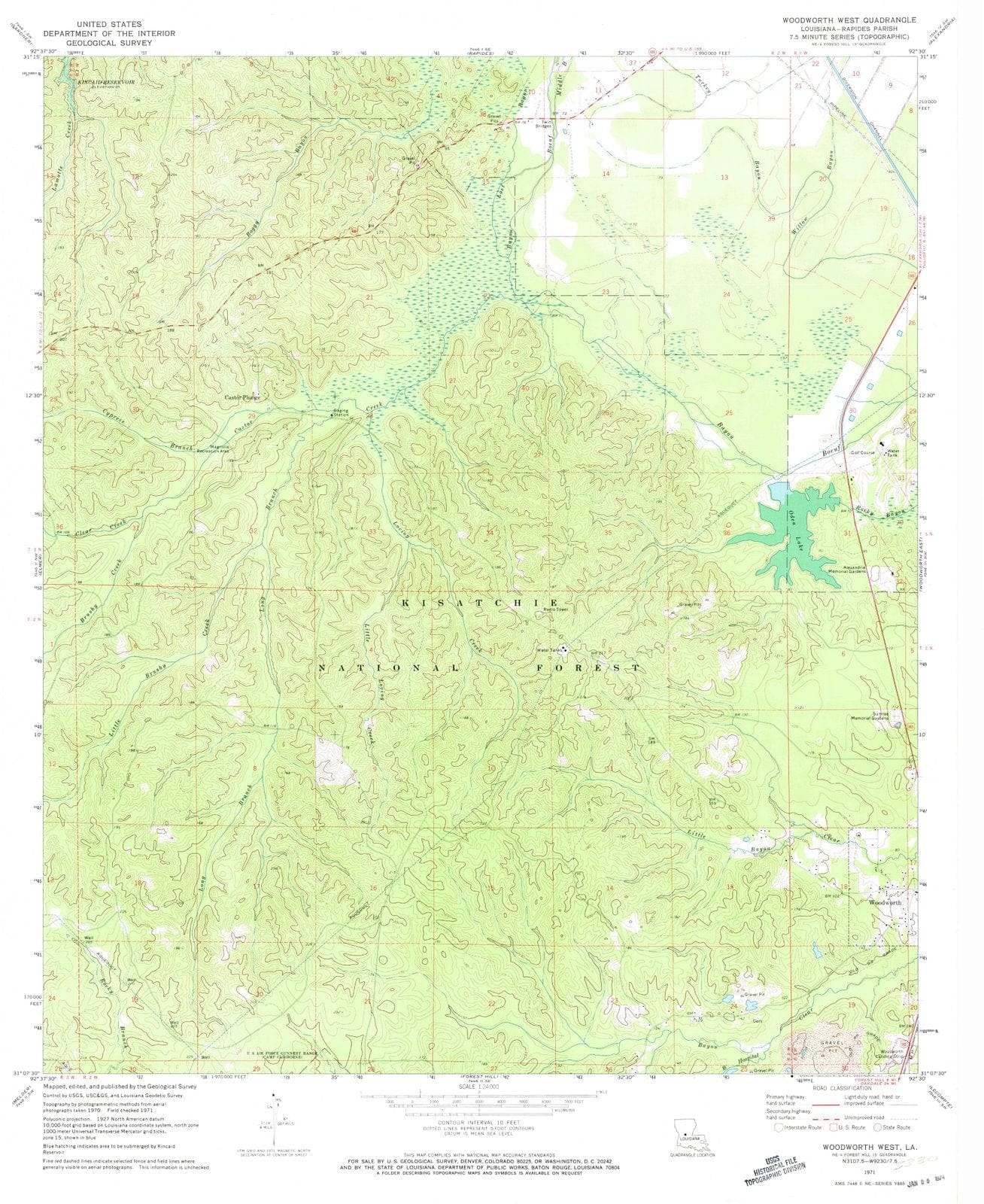 1971 Woodworth West, LA - Louisiana - USGS Topographic Map