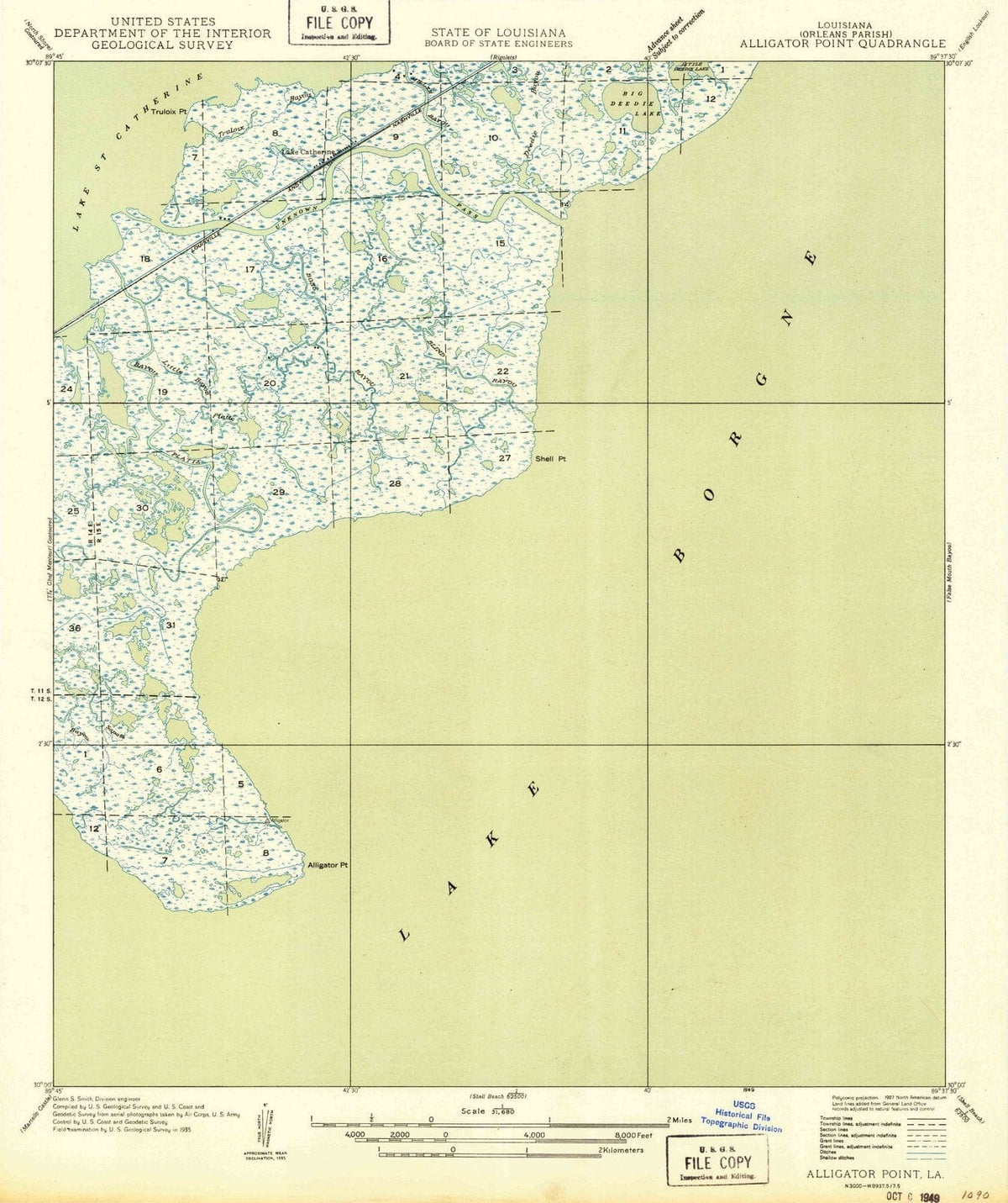1949 Alligator Point, LA - Louisiana - USGS Topographic Map