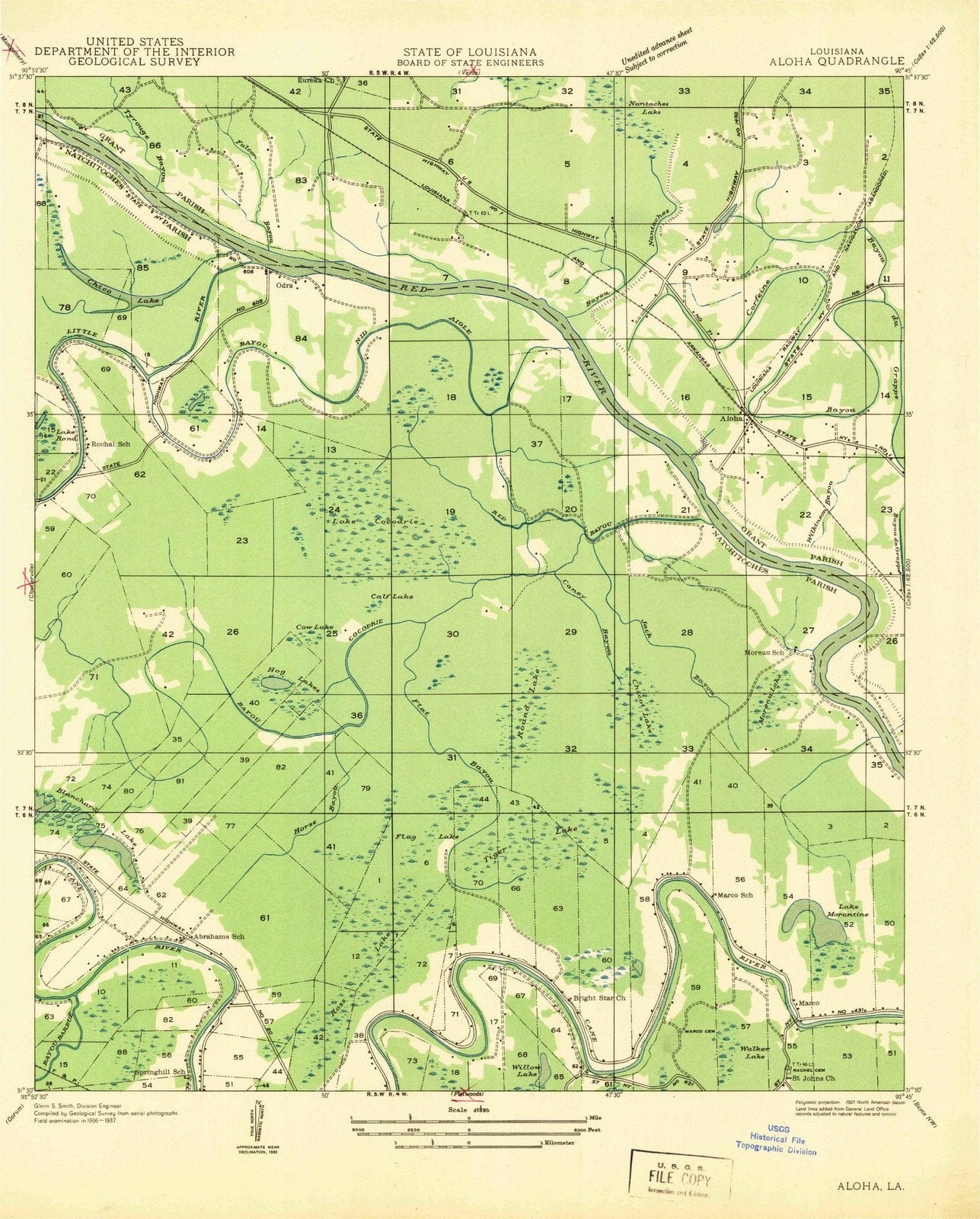 1937 Aloha, LA - Louisiana - USGS Topographic Map