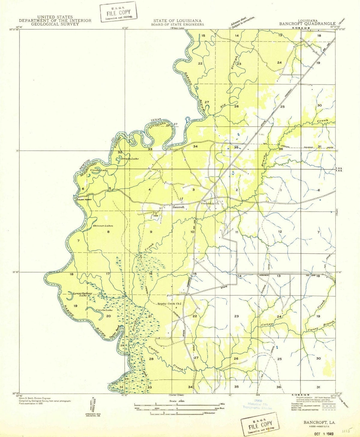 1949 Bancroft, LA - Louisiana - USGS Topographic Map