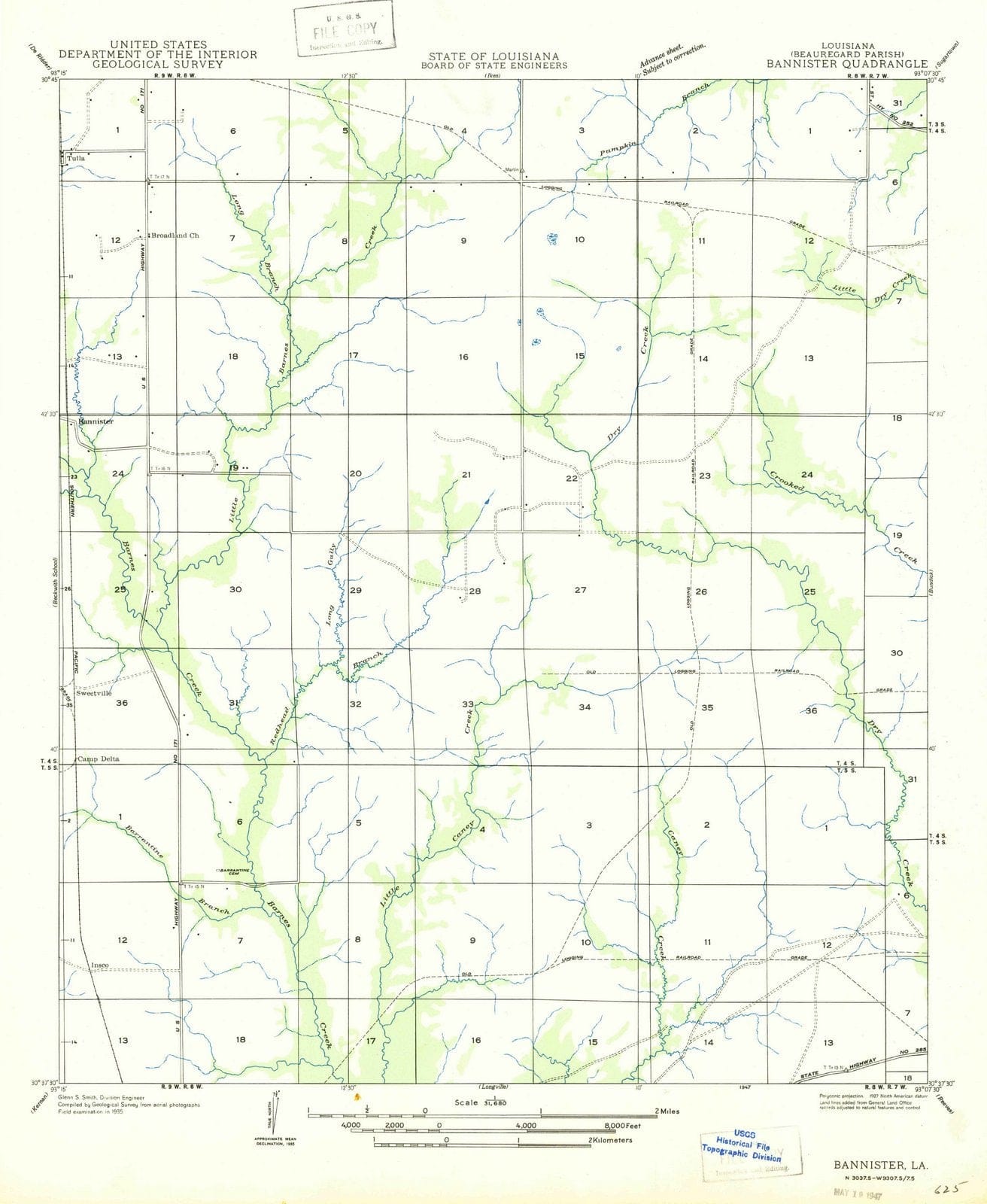 1947 Bannister, LA - Louisiana - USGS Topographic Map