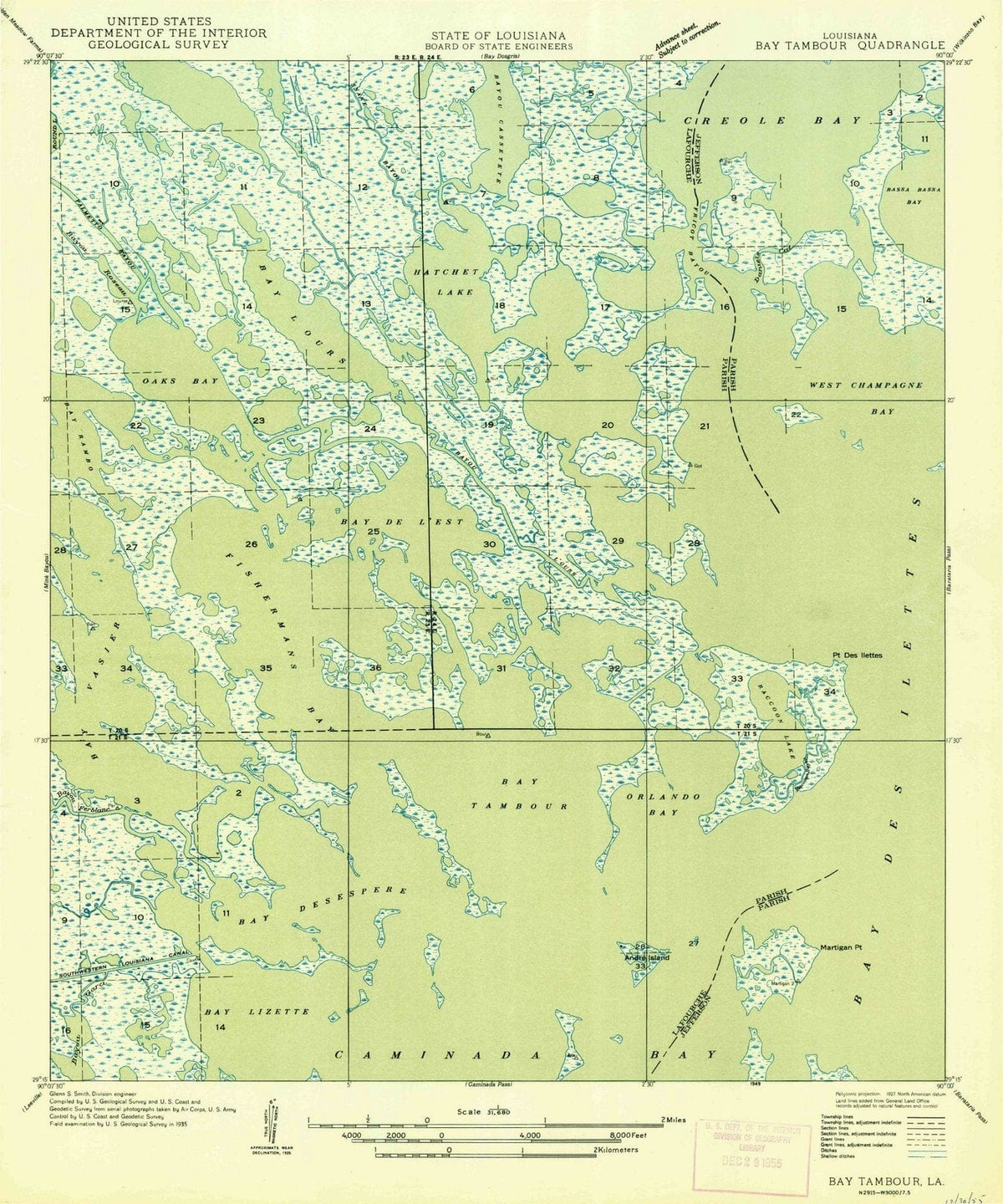 1949 Bay Tambour, LA - Louisiana - USGS Topographic Map