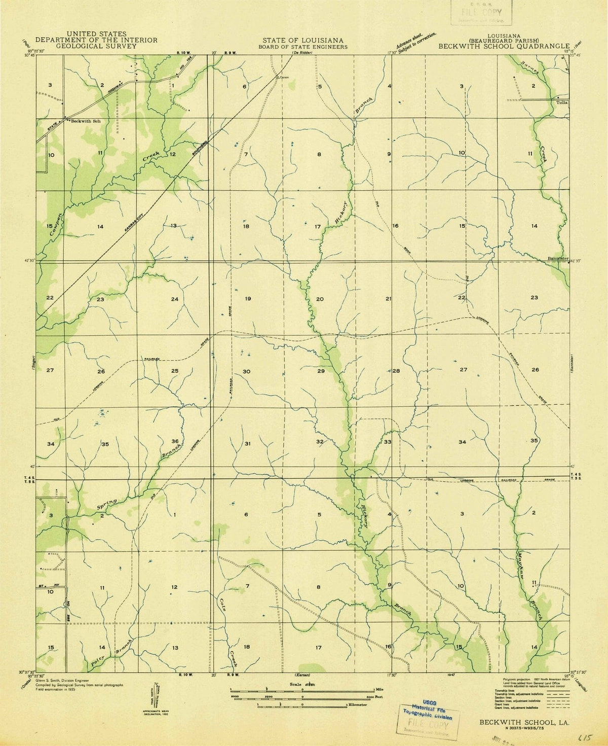 1947 Beckwith School, LA - Louisiana - USGS Topographic Map