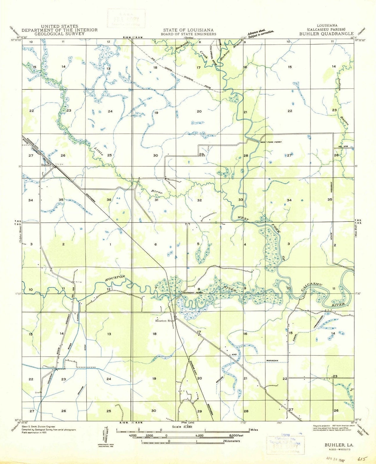 1935 Buhler, LA - Louisiana - USGS Topographic Map