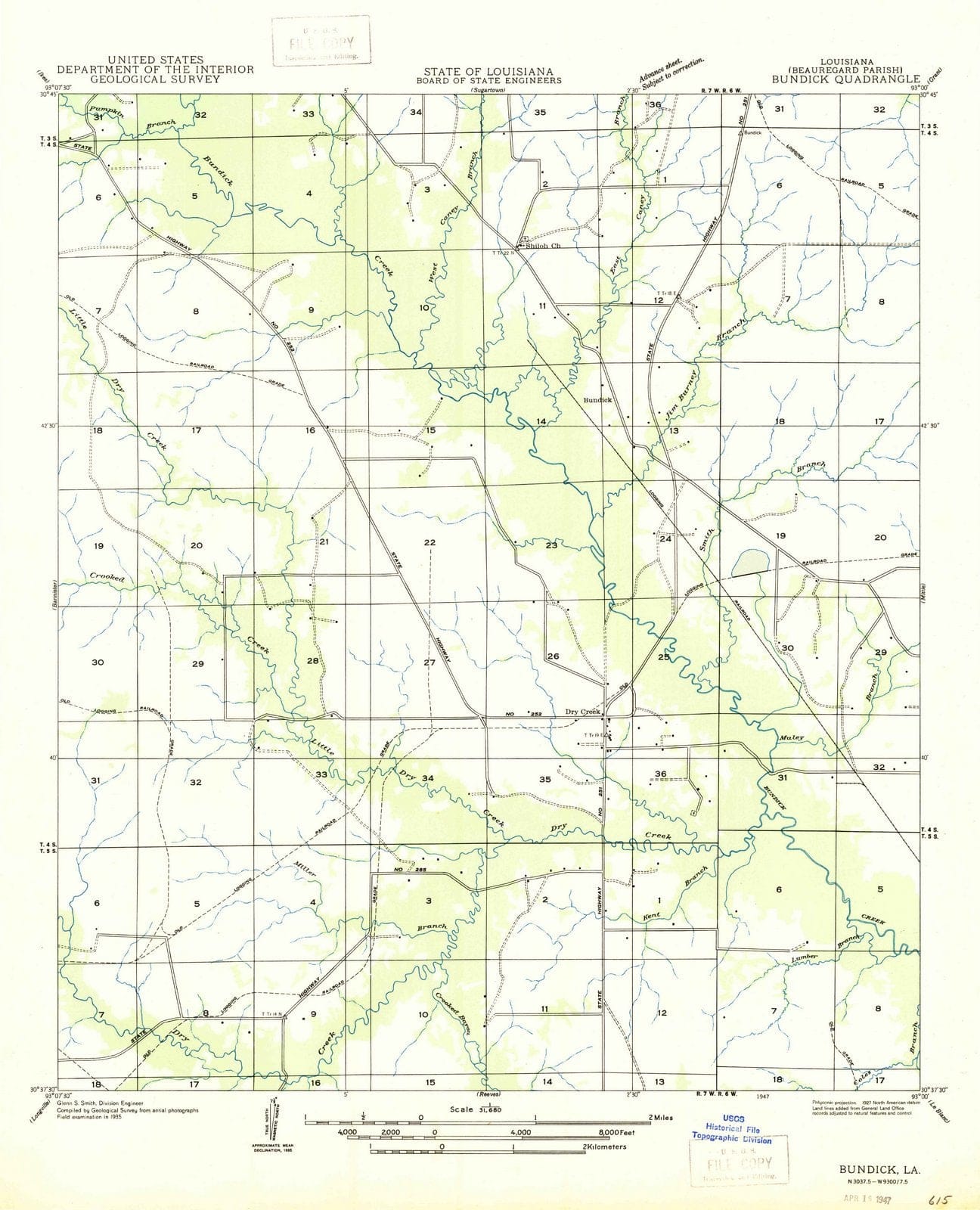 1947 Bundick, LA - Louisiana - USGS Topographic Map