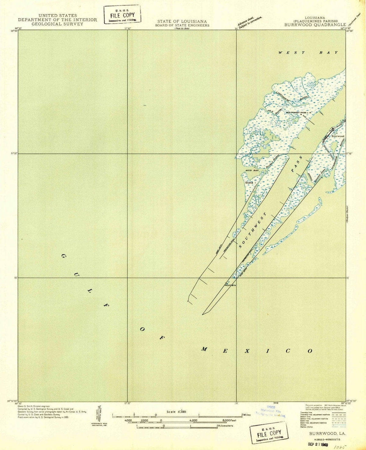 1949 Burrwood, LA - Louisiana - USGS Topographic Map