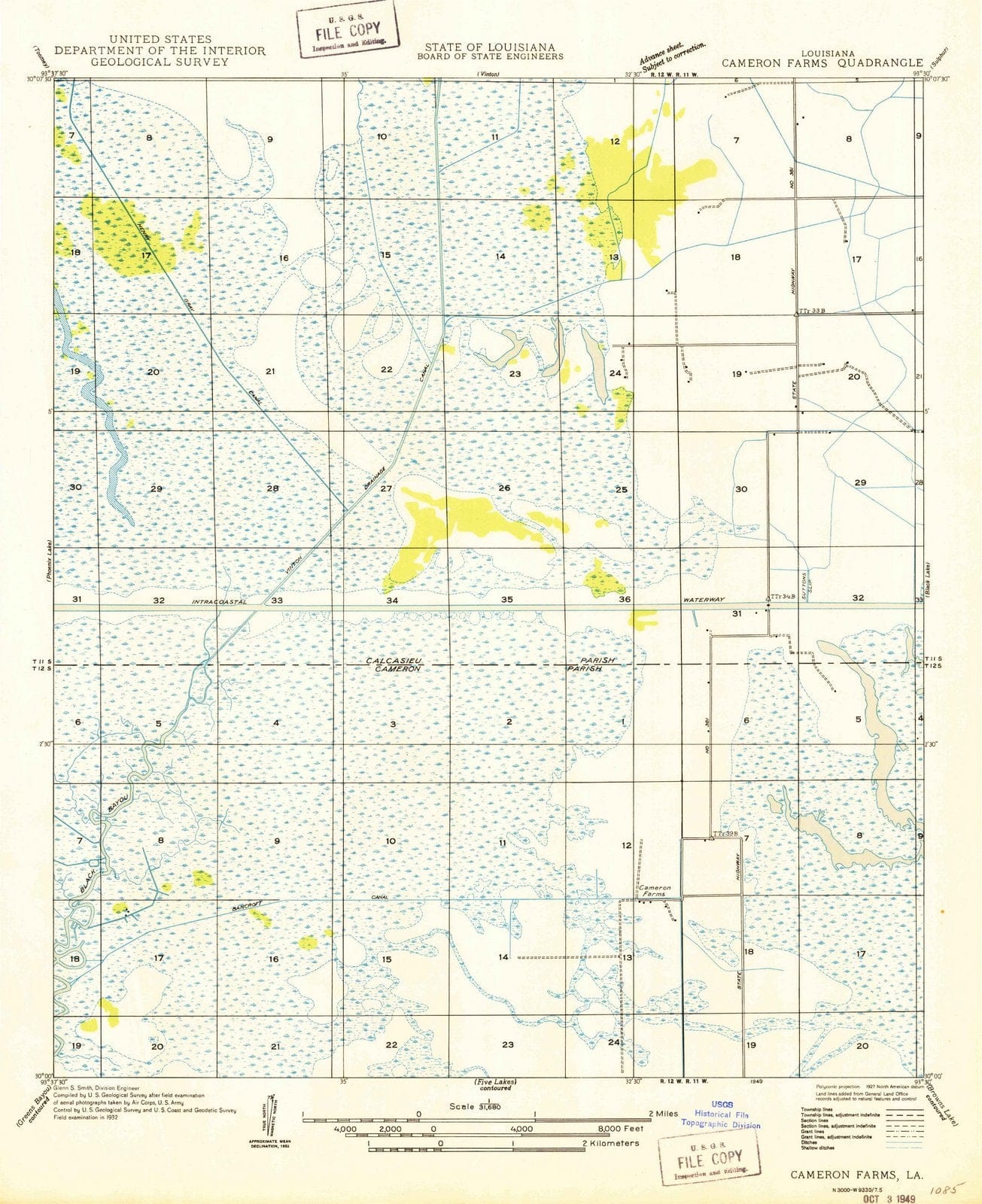 1949 Cameron Farms, LA - Louisiana - USGS Topographic Map