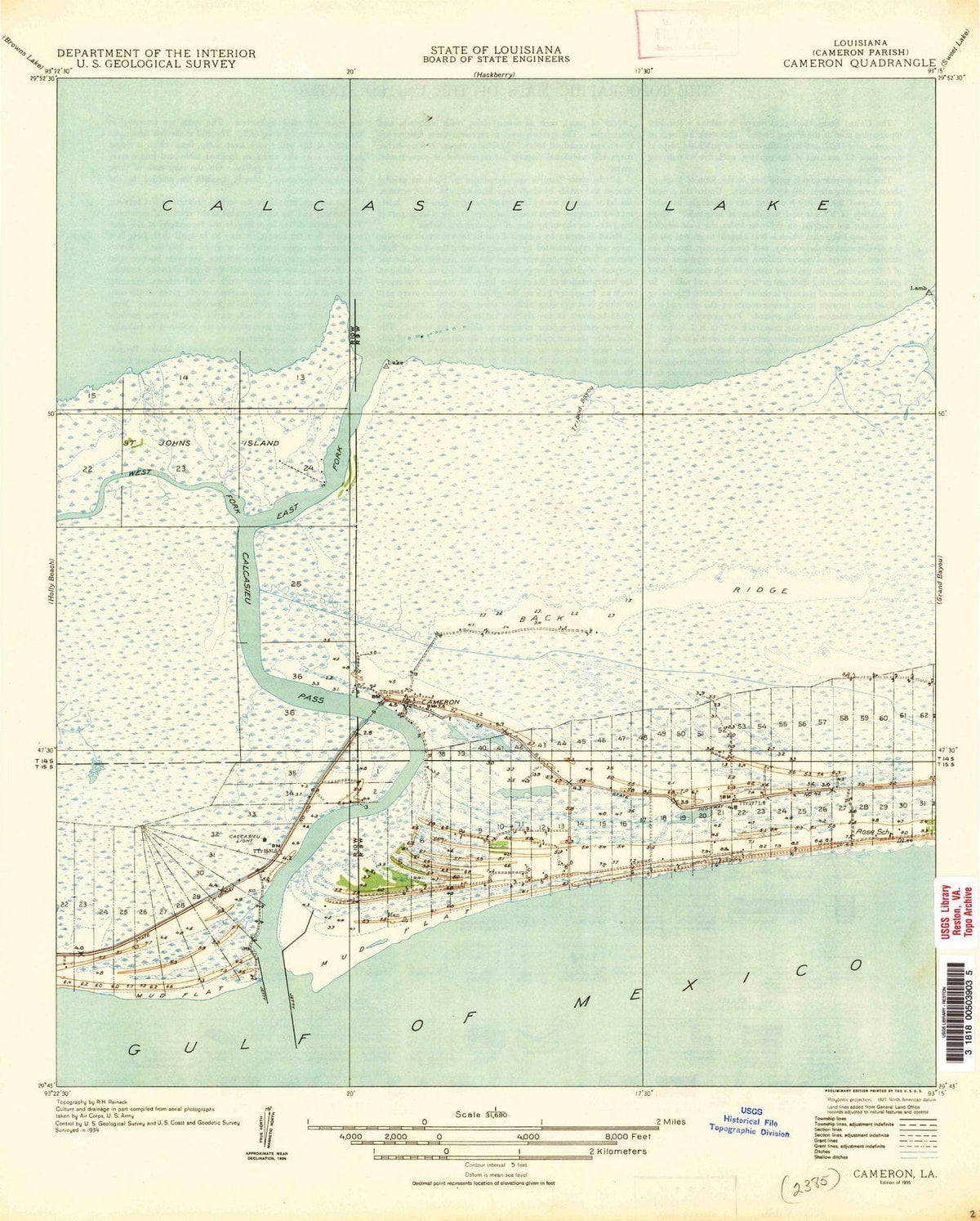 1935 Cameron, LA - Louisiana - USGS Topographic Map