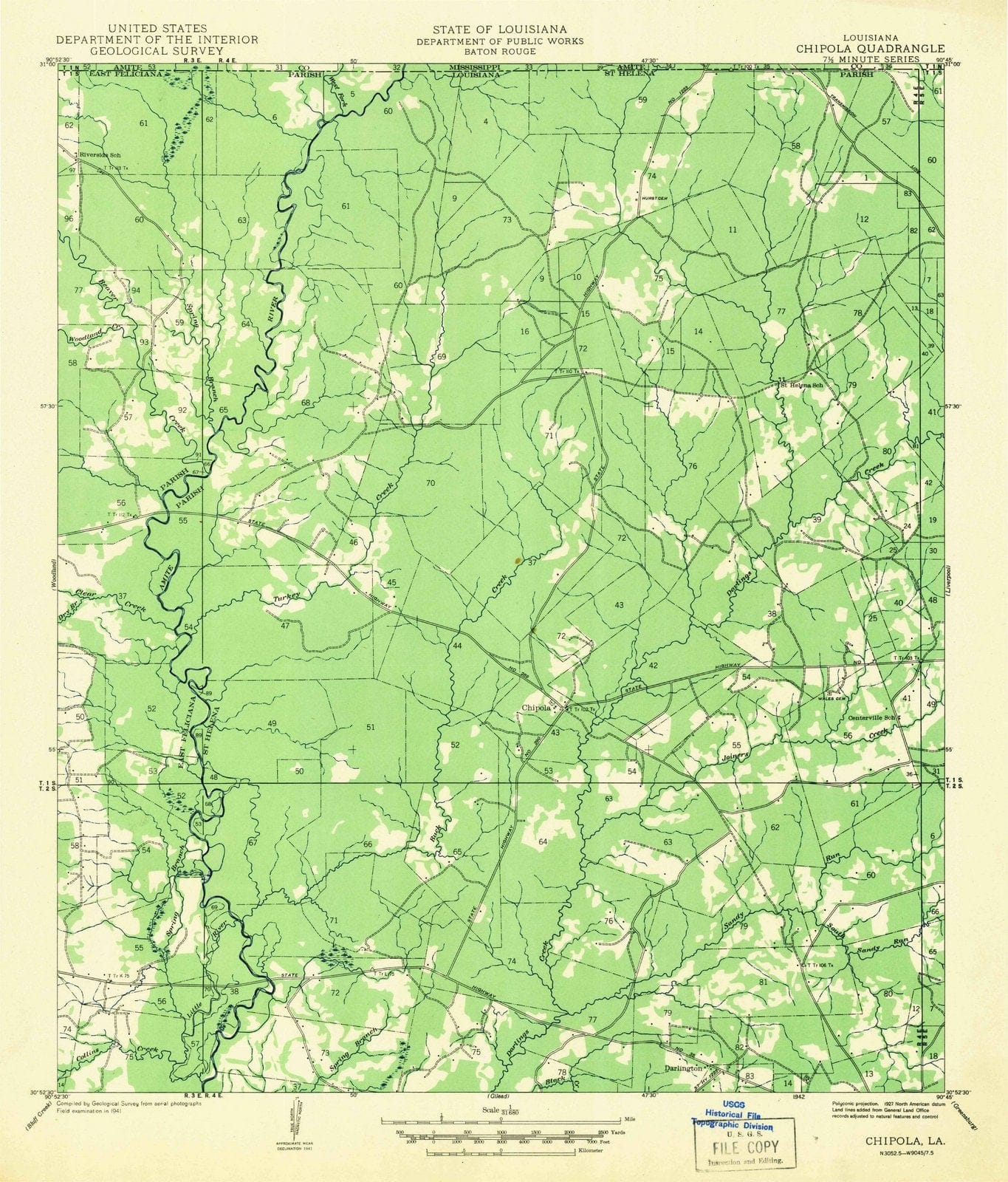 1941 Chipola, LA - Louisiana - USGS Topographic Map