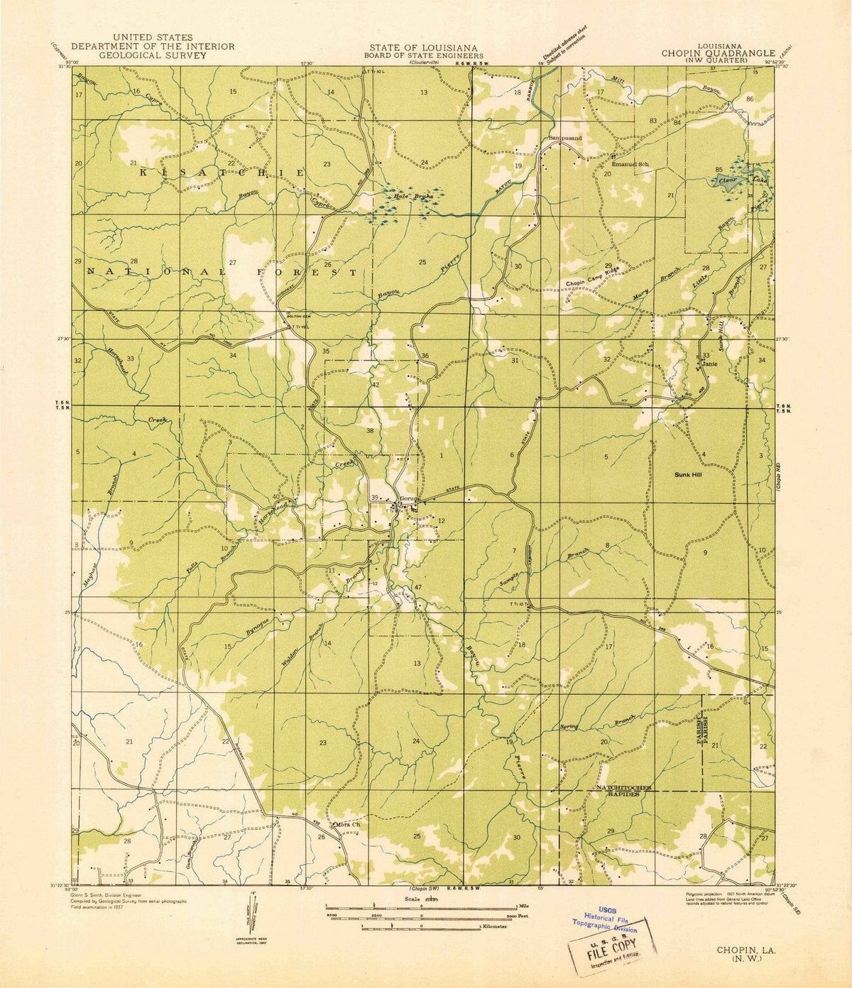 1937 Chopin, LA - Louisiana - USGS Topographic Map