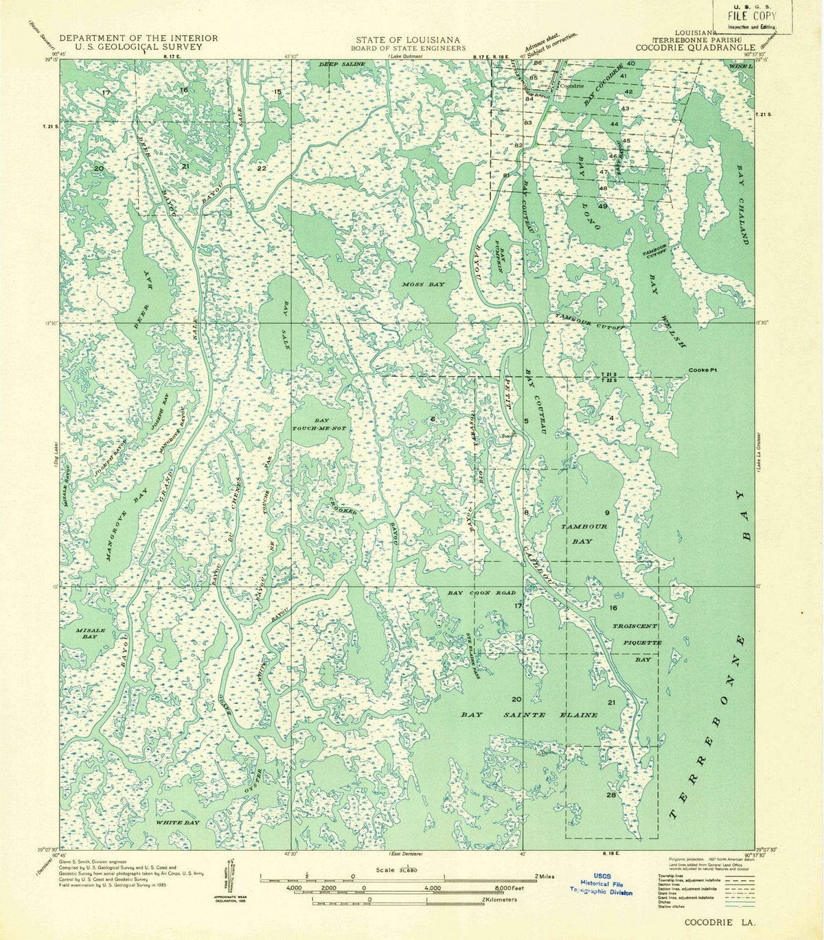 1935 Cocodrie, LA - Louisiana - USGS Topographic Map