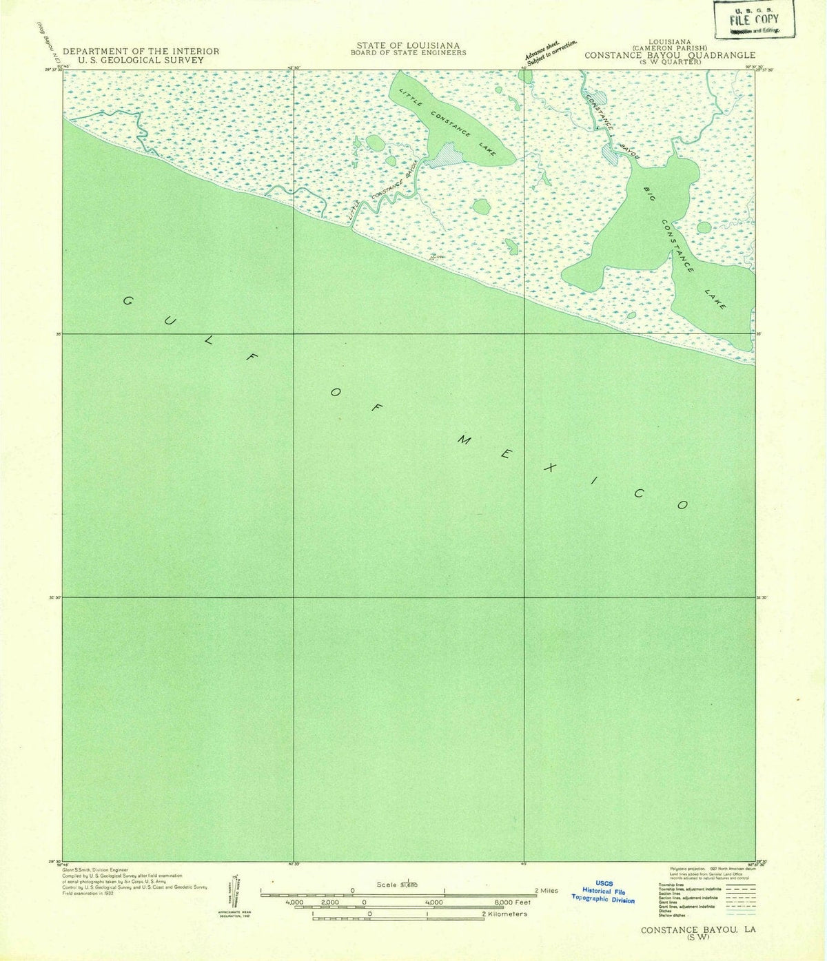 1932 Constance Bayou, LA - Louisiana - USGS Topographic Map