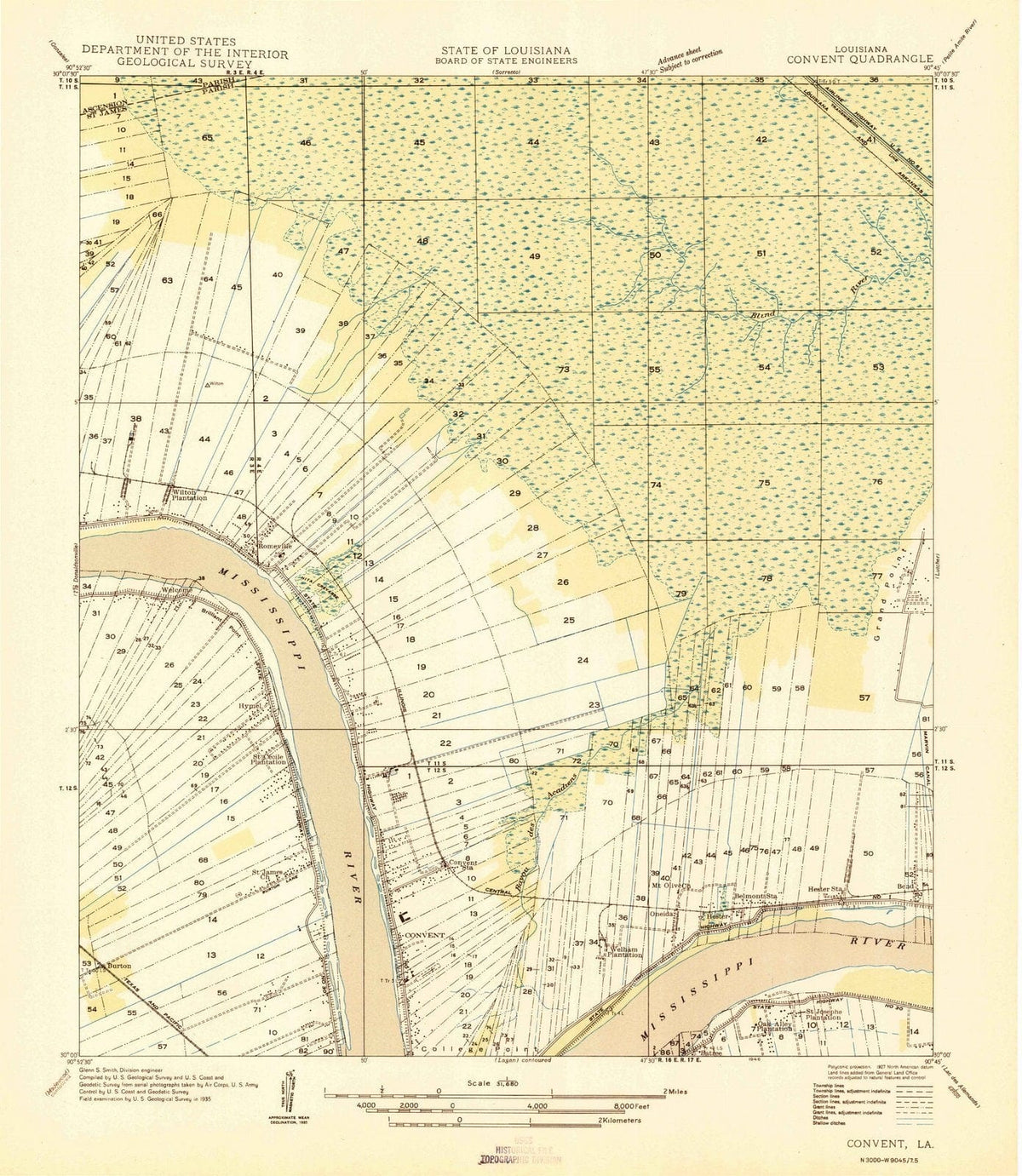 1946 Convent, LA - Louisiana - USGS Topographic Map