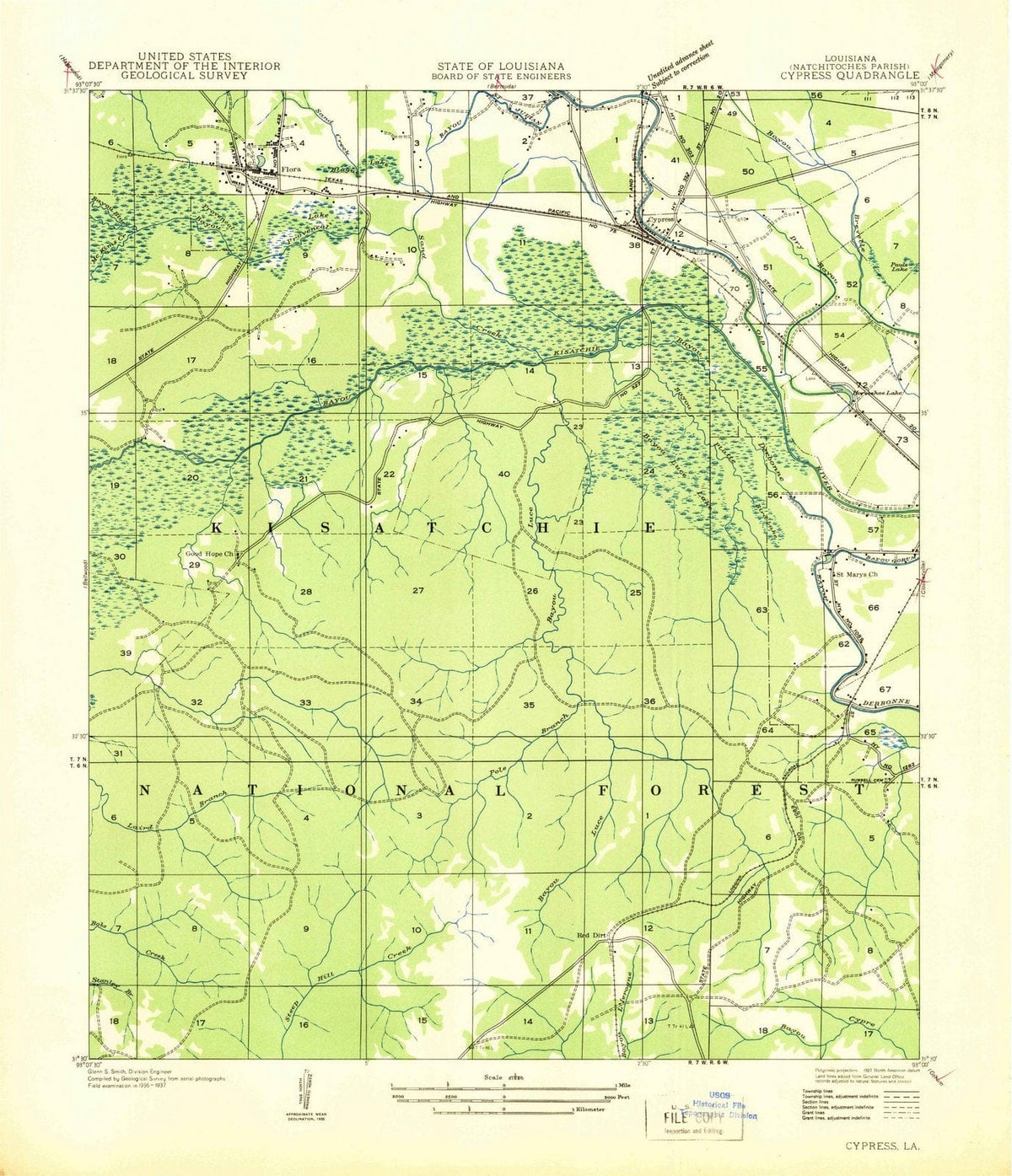 1937 Cypress, LA - Louisiana - USGS Topographic Map