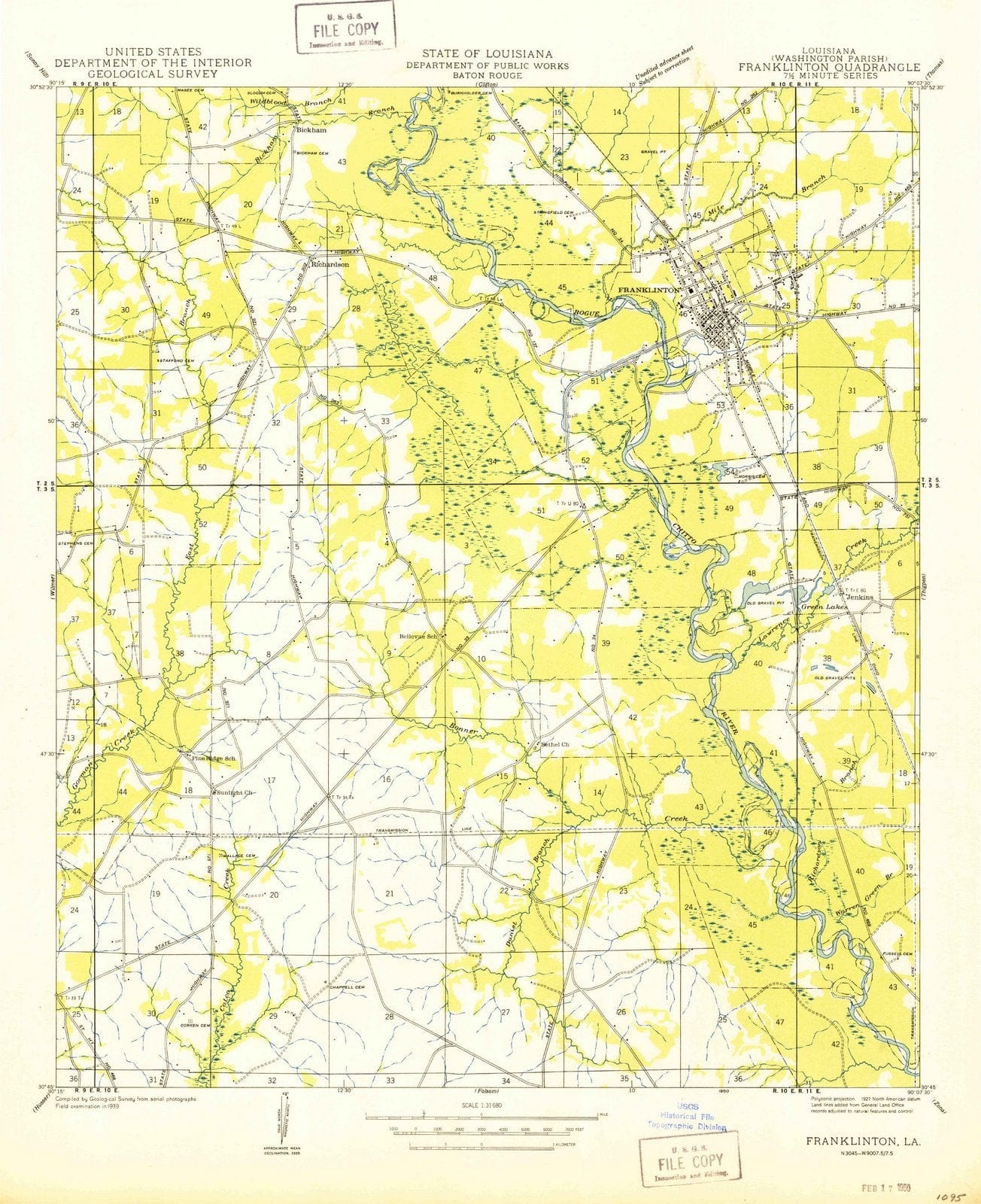 1950 Franklinton, LA - Louisiana - USGS Topographic Map