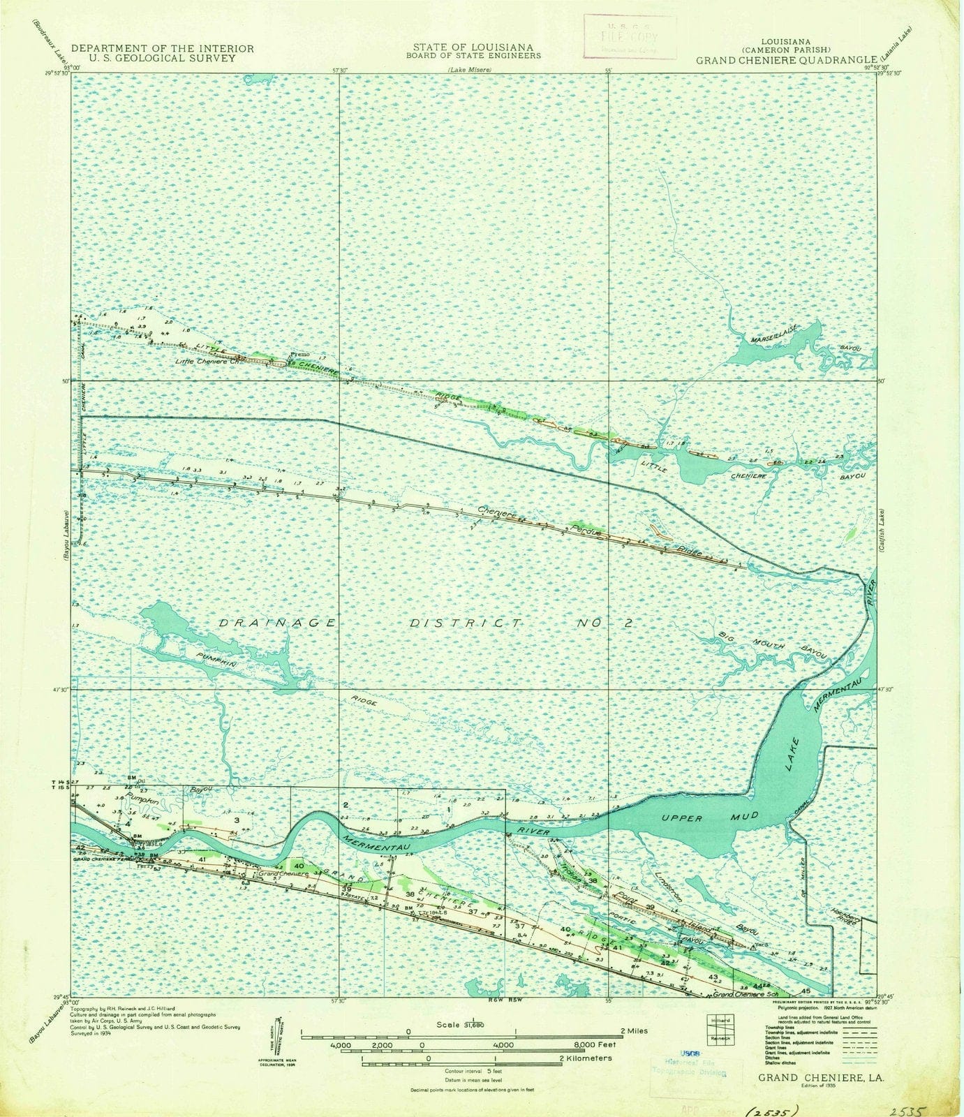 1935 Grand Chenier, LA - Louisiana - USGS Topographic Map