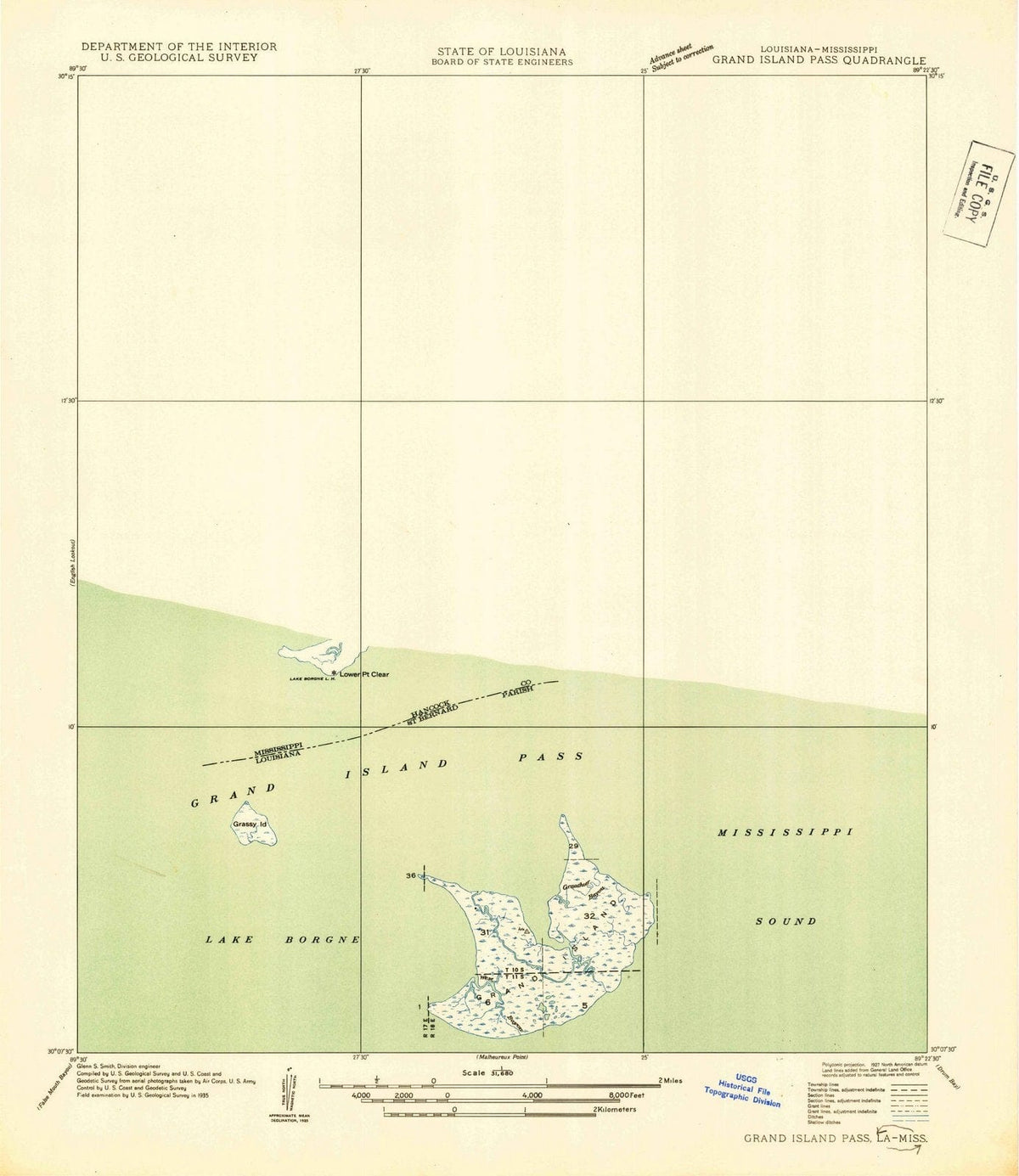 1935 Grand Island Pass, MS - Mississippi - USGS Topographic Map