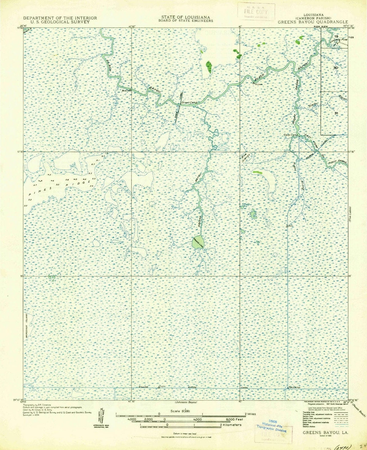 1935 Greens Bayou, LA - Louisiana - USGS Topographic Map
