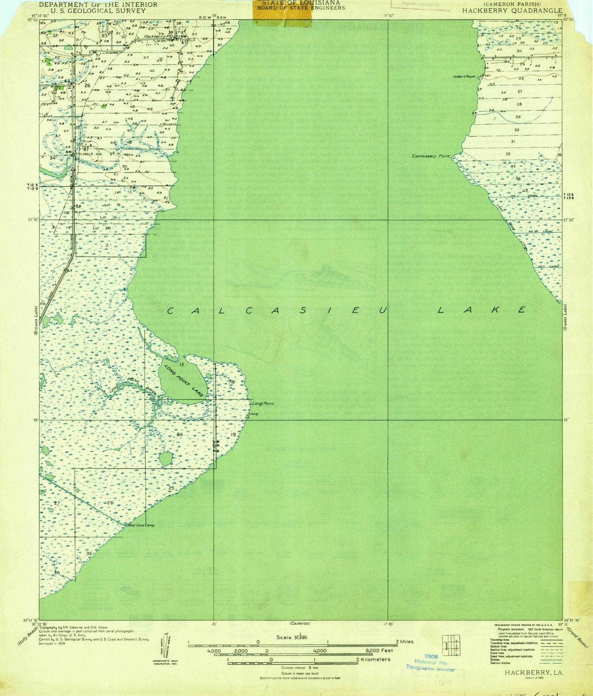 1935 Hackberry, LA - Louisiana - USGS Topographic Map