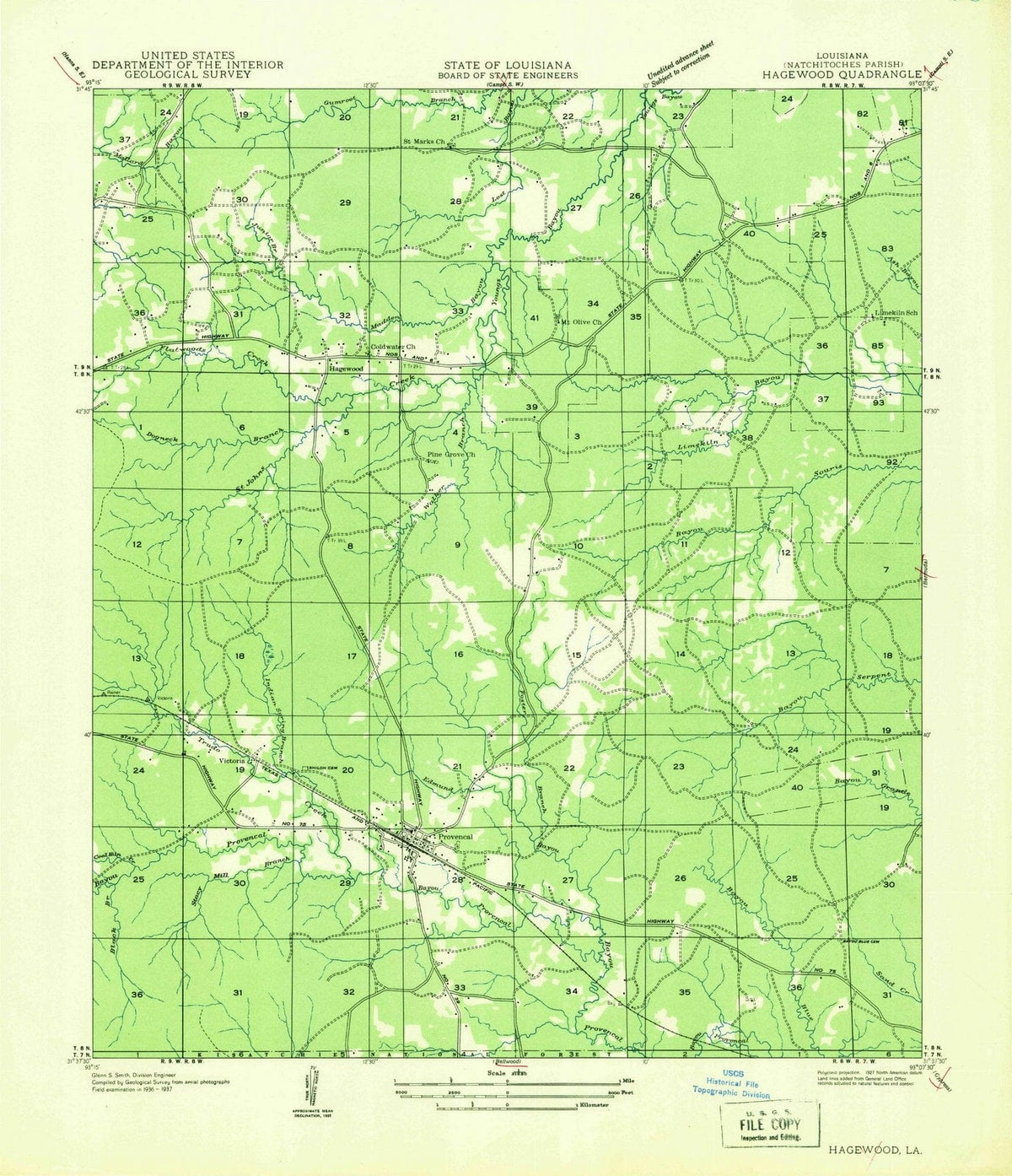 1935 Hagewood, LA - Louisiana - USGS Topographic Map