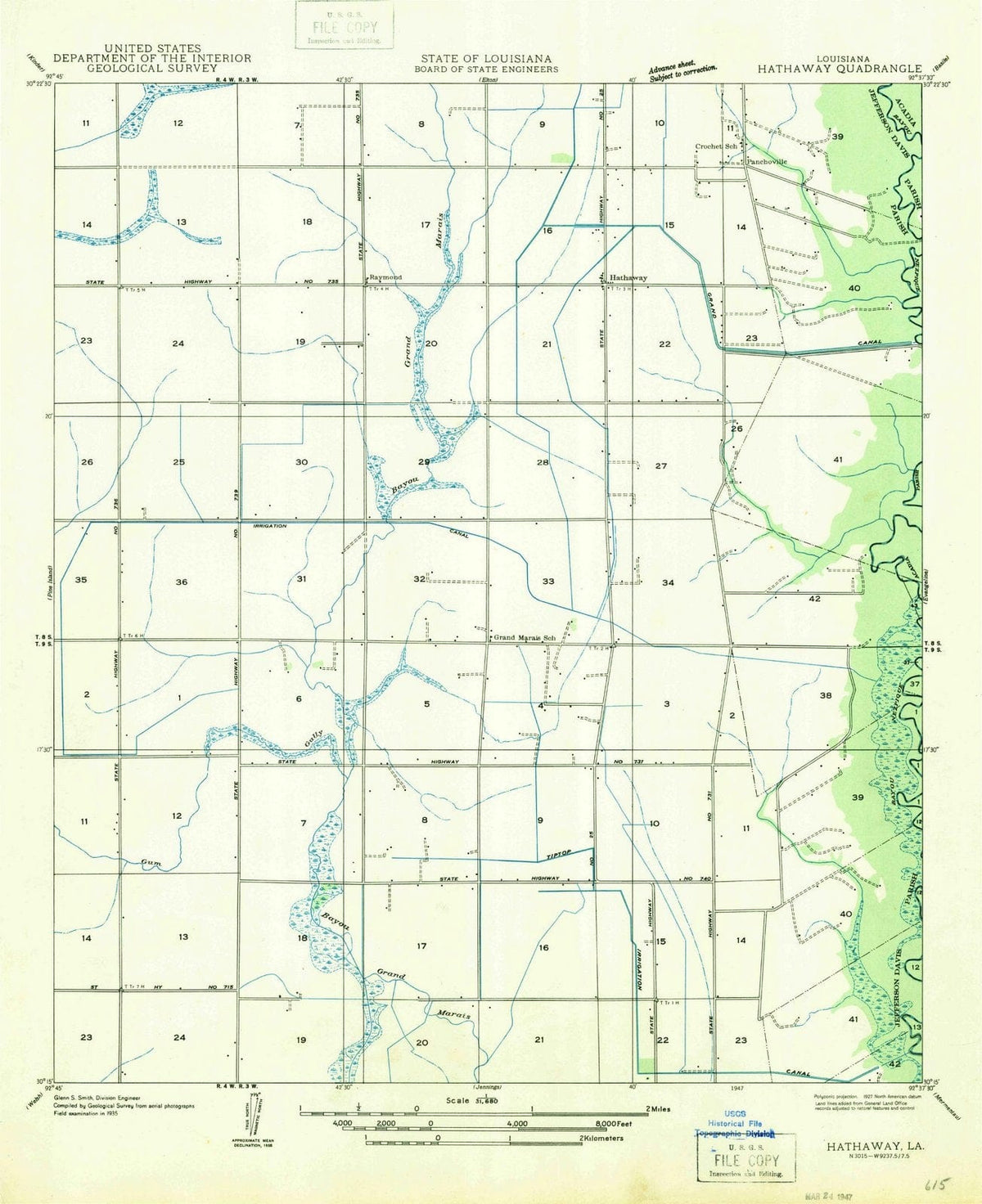 1947 Hathaway, LA - Louisiana - USGS Topographic Map