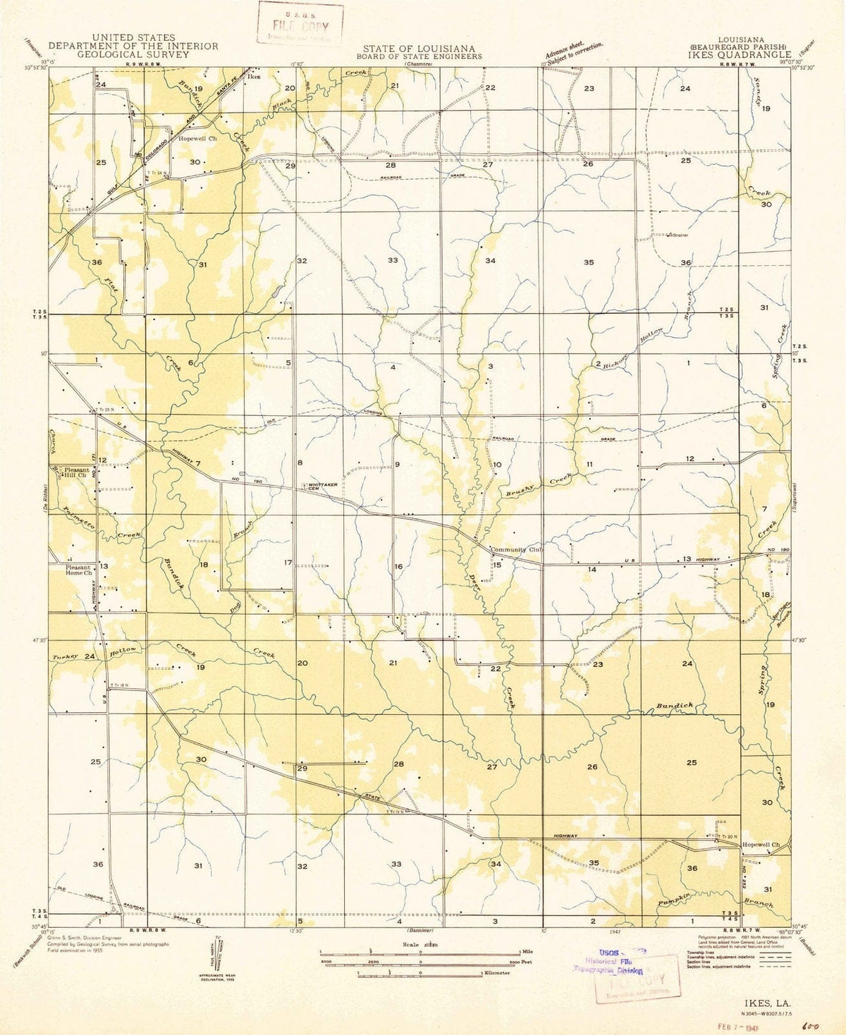 1947 Ikes, LA - Louisiana - USGS Topographic Map