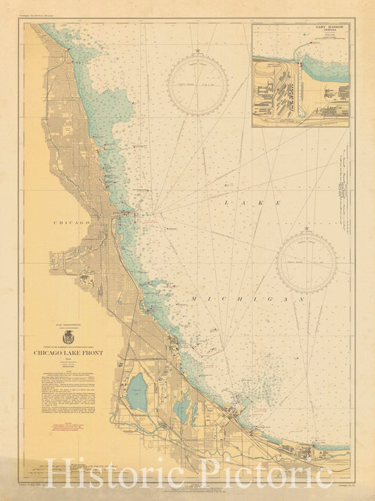 Chicago Lake Front 1939 Nautical Chart Print